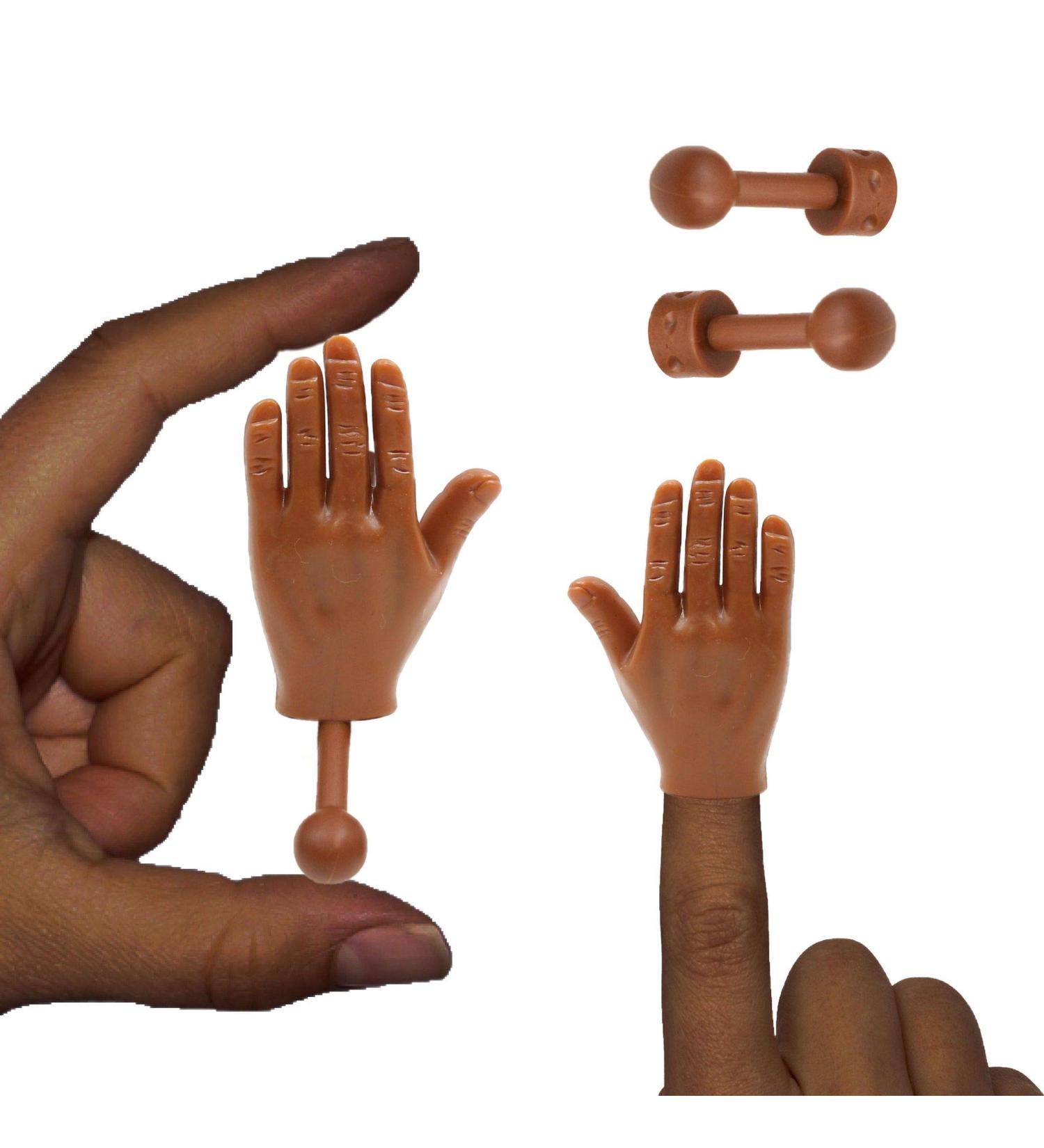 Dark Skin Tiny Finger Hands 2 Pack - Miniature Rubber Hand Puppets for Prank - Left and Right Finger Hands - Buy Online on GoSupps.com
