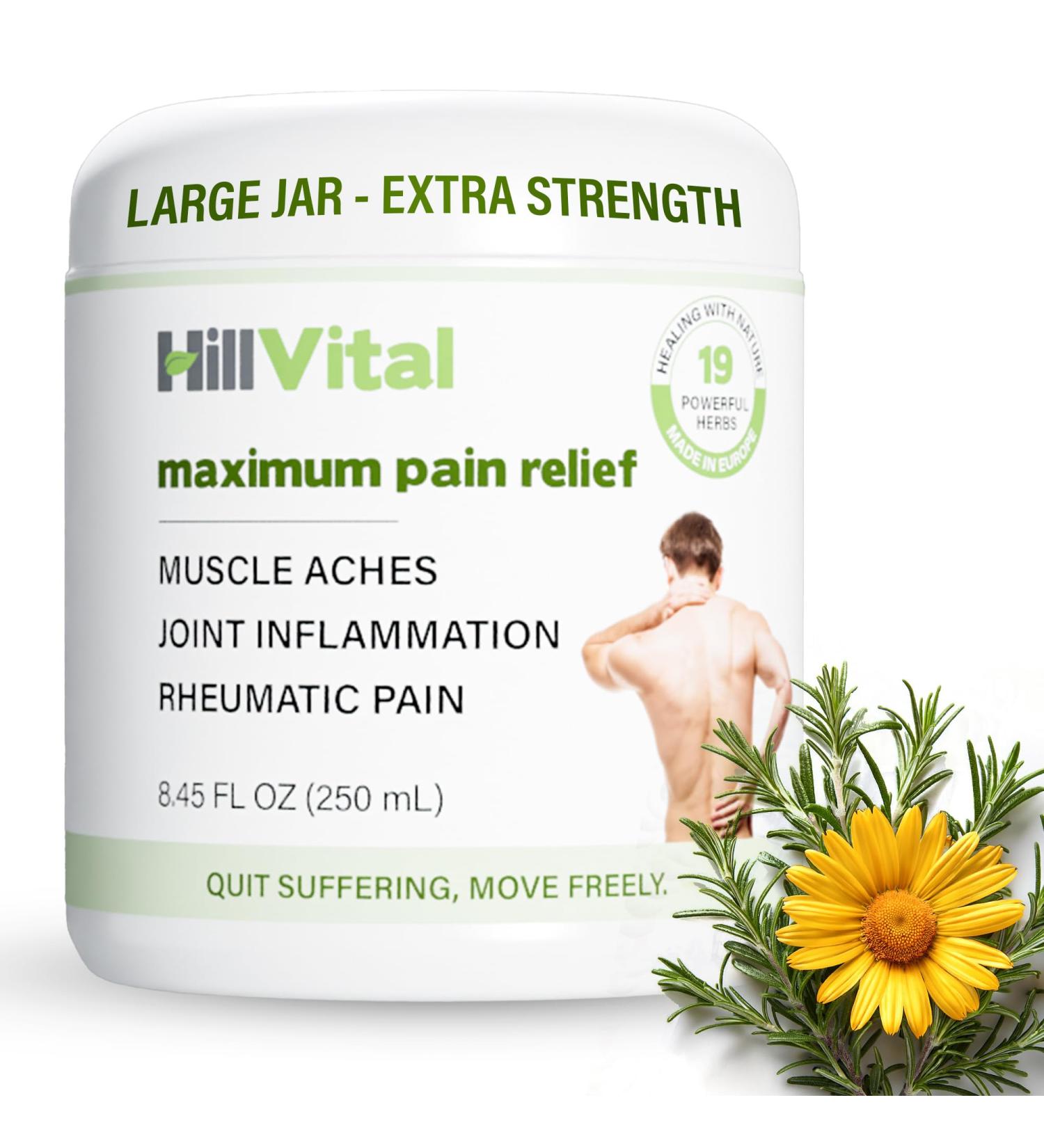 HillVital Extra Strength Arthritis Pain Gel | Non-Greasy Arnica Gel for Joint Pain Relief | Maximum Strength Cream for Shoulders Elbows Hands Feet & Knee Relief - Buy Online on GoSupps.com
