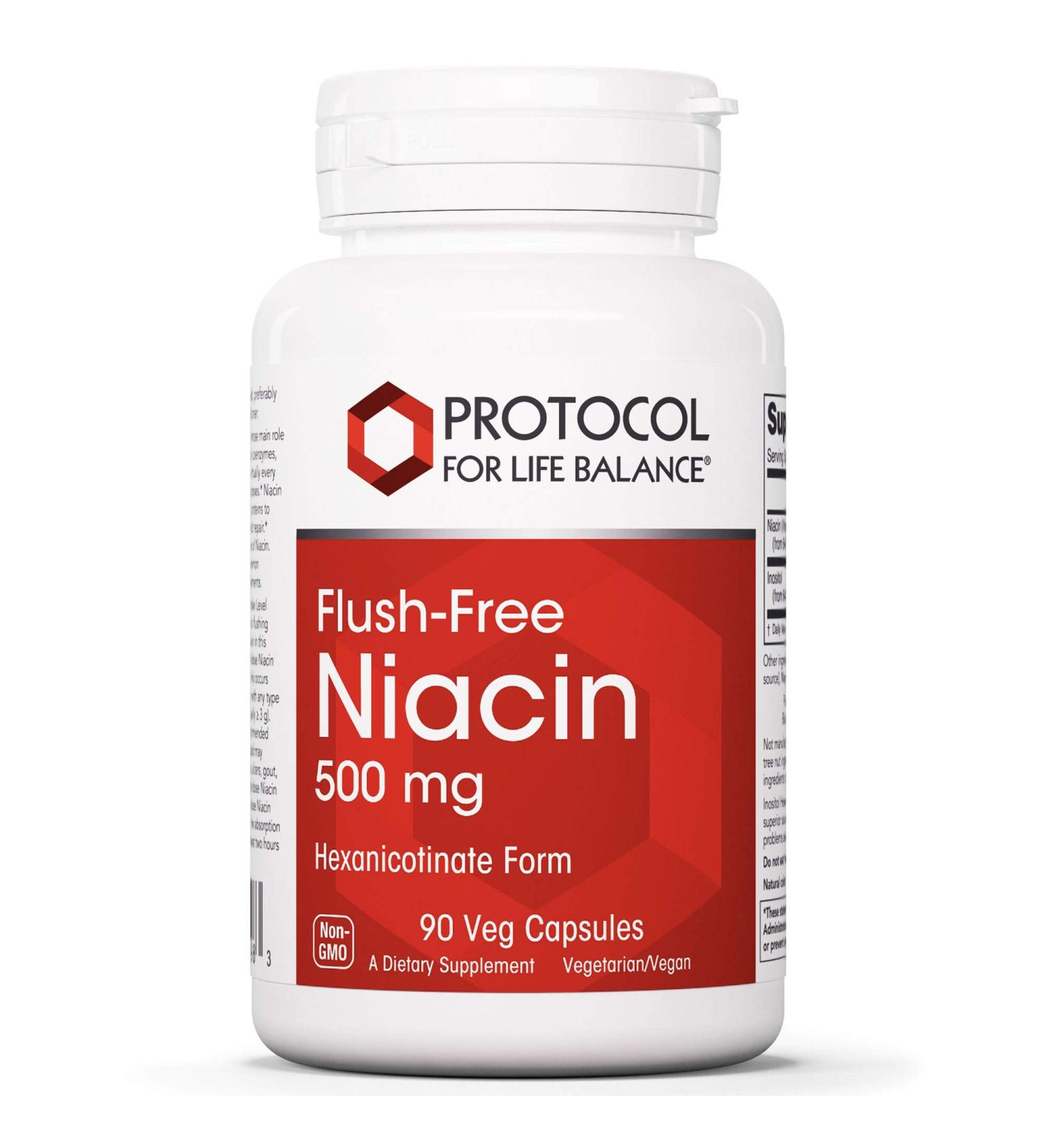 Protocol Niacin 500mg Flush Free - Energy Boosting Vitamin B3 Supplement - 90 Veg Caps - Buy Online on GoSupps.com