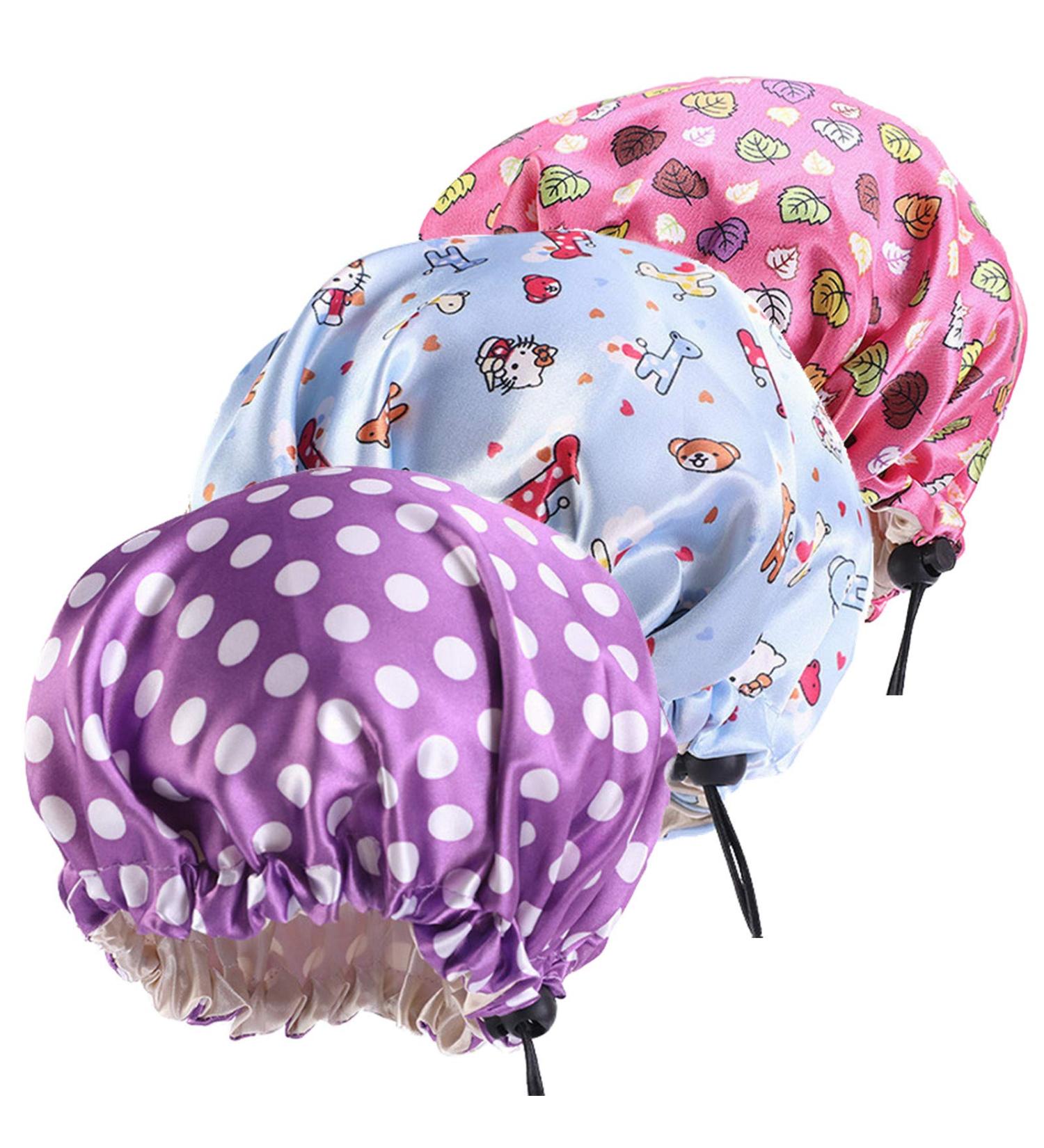 Kids Double Layer Satin Flower Bonnet - Adjustable Sleep Cap for Girls | 3pcs Cute Headwear Set - Buy Online on GoSupps.com