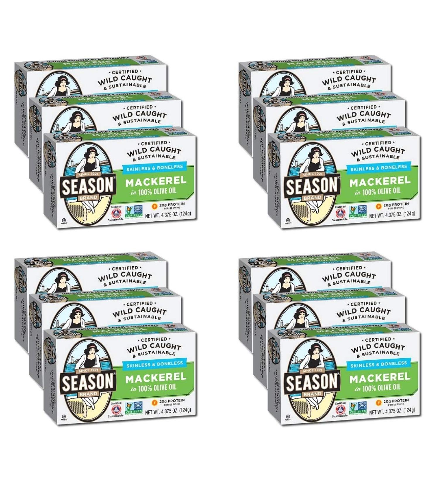 Wild Caught Skinless Boneless Mackerel Fillets in Olive Oil | Gluten Free Keto Paleo | Omega-3 Sugar Free Salt Added | Sustainable Fresh Fish | 4.375 oz - Pack of 12 - Buy Online on GoSupps.com
