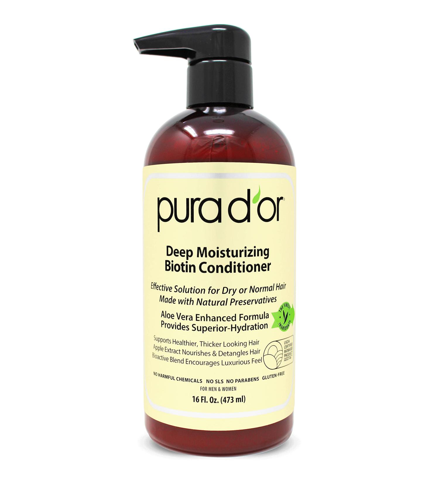 Pura D Deep Moisturizing Biotin Conditioner - 16 fl oz | Hydrate & Nourish Hair - Buy Online on GoSupps.com