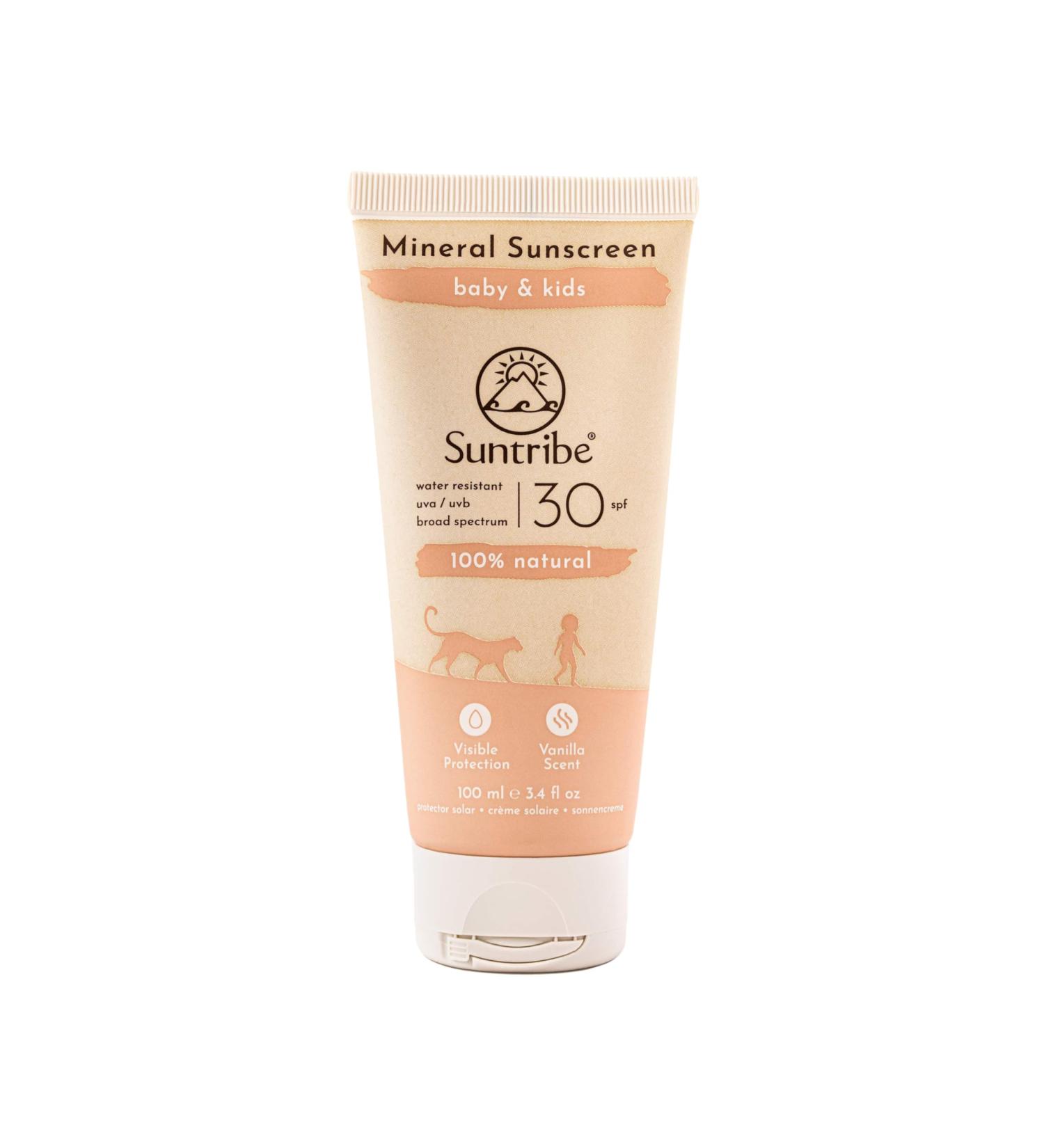 Suntribe Natural Baby & Kids Mineral Sunscreen SPF 30-100ml | Organic & Perfume-Free | 100% Natural & Reef Safe | Water Resistant | Best Mineral Sunscreen 2022 - Buy Online on GoSupps.com