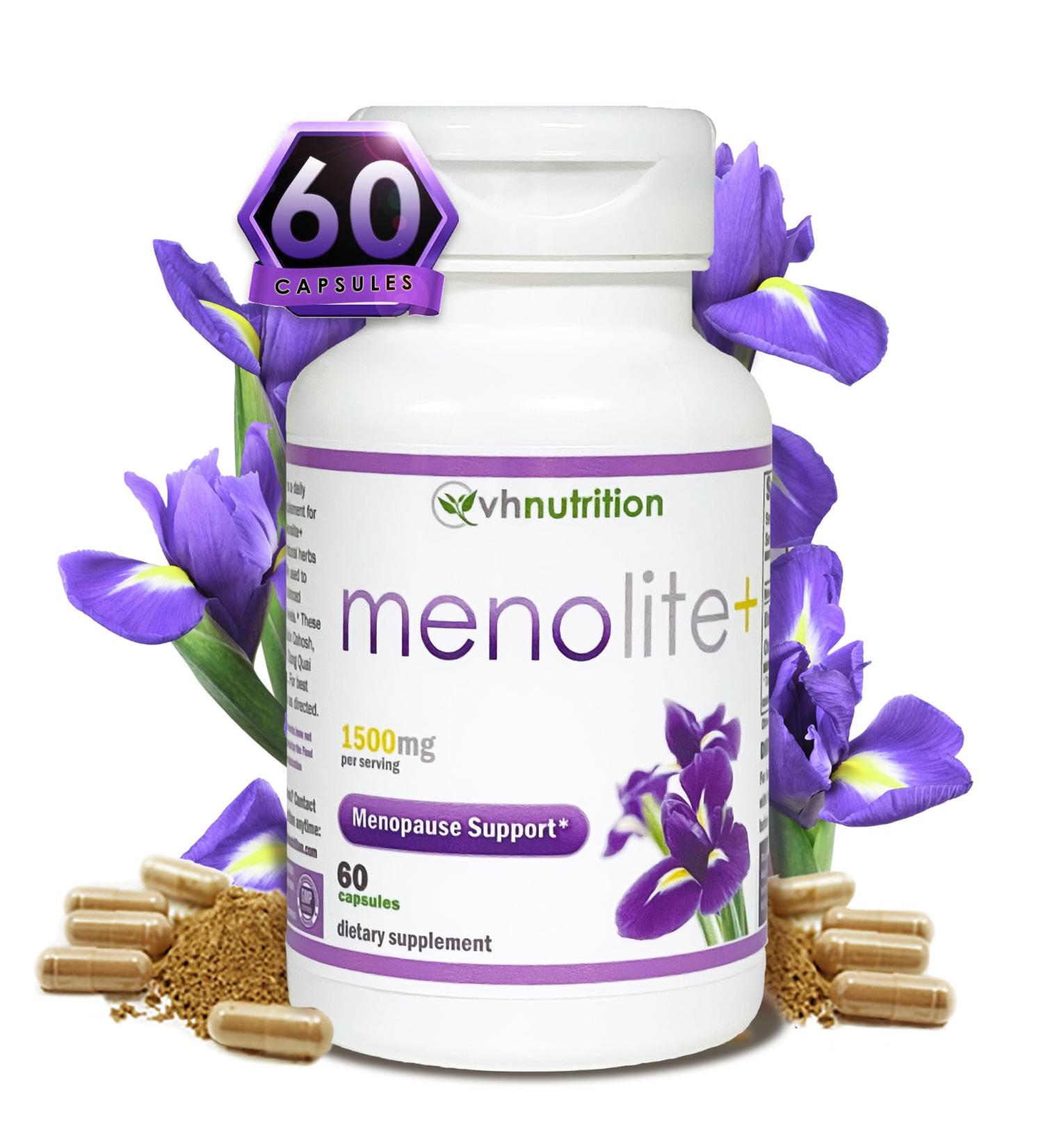 VH Nutrition MENOLITE+ | Menopause Supplement for Women | Maximum Strength Hormonal Support & Hot Flash Relief | Natural Symptom Relief Formula | 60 Capsules - Buy Online on GoSupps.com