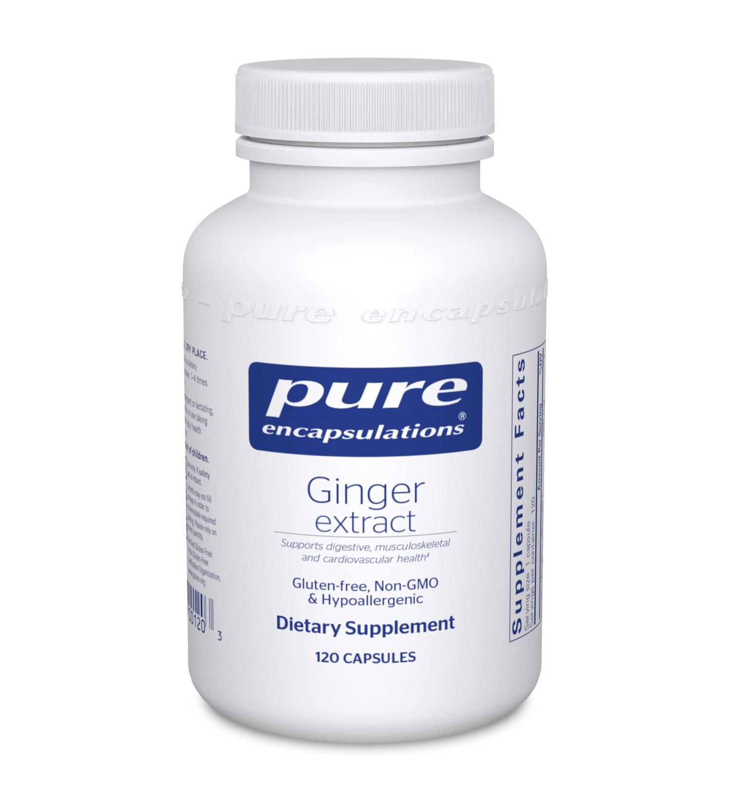 Pure Encapsulations Ginger Extract | Digestive, Musculoskeletal & Cardiovascular Support | 120 Capsules - Buy Online on GoSupps.com