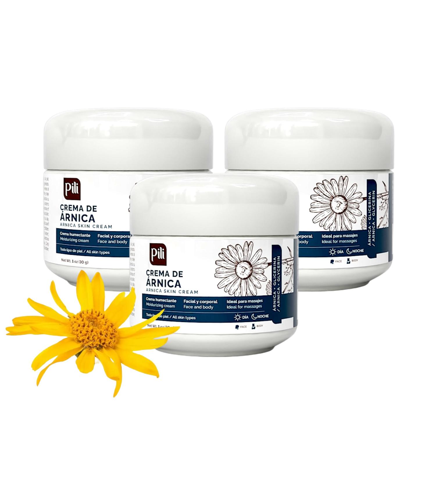 Pili Natural Arnica Cream - Restore Smooth Silky Skin - Crema de Arnica - Pack of 3 (Pack 3 x 1 oz each) - Buy Online on GoSupps.com