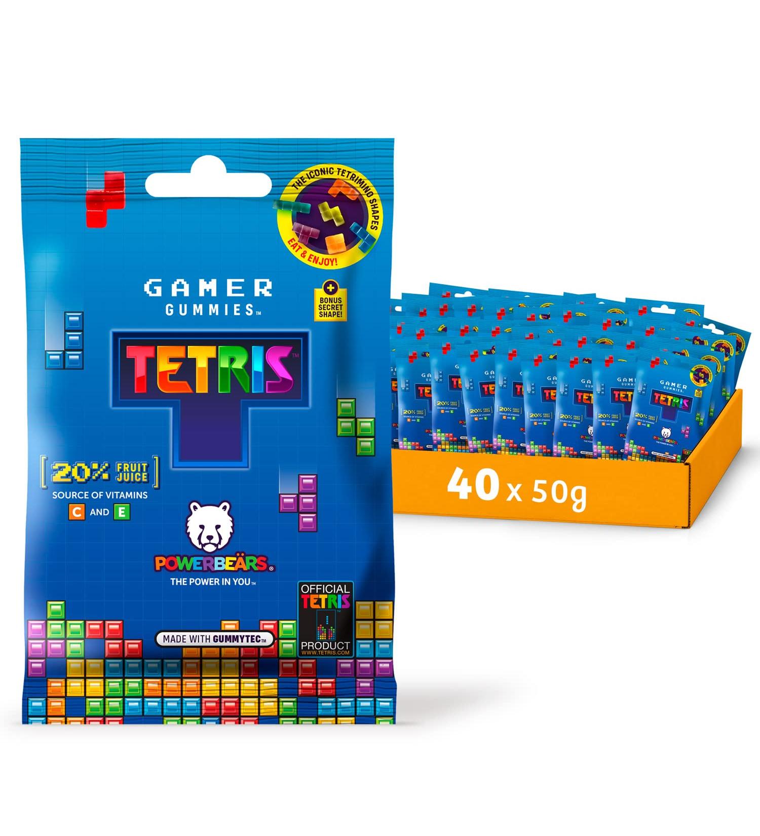 Powerbeaous Gamer Gummy Bears - 40x50g Tetris Shaped 20% Juice & Vitamins 8 Fruity Flavors | International Shipping - Buy Online on GoSupps.com