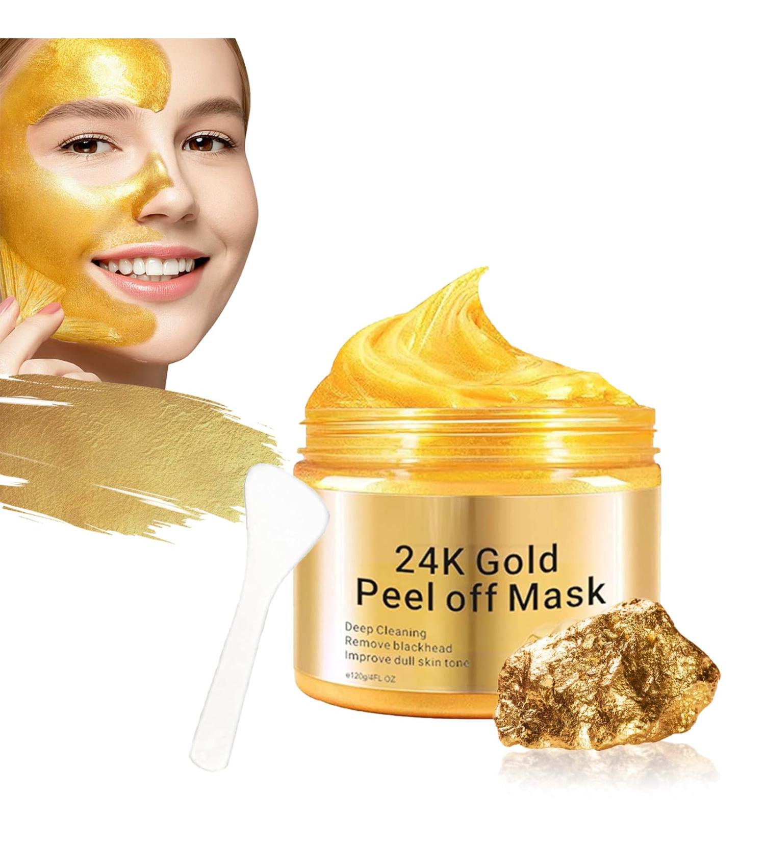 Haoutdory 24K Gold peeloff mask antiaging facial mask with collagen and hyaluronic acid skin firming moisturizing pore cleansing and blackhead removal for all skin types 120 ml - Buy Online on GoSupps.com