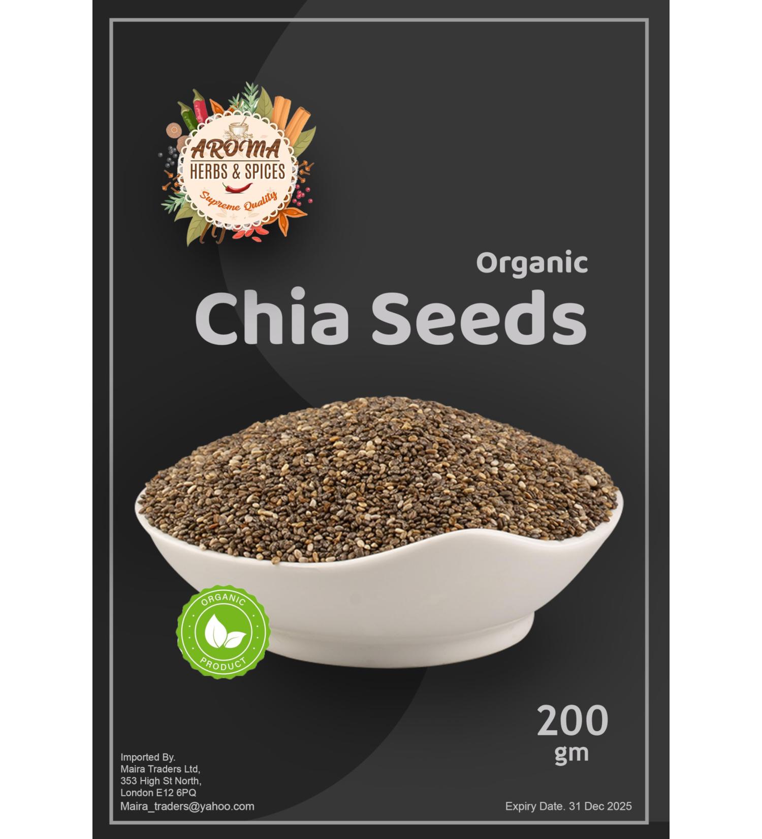 Organic Chia Seeds 200gm - Raw, High Fiber & Protein, Vegan Keto, Gluten Free, Non-GMO - Buy Online on GoSupps.com