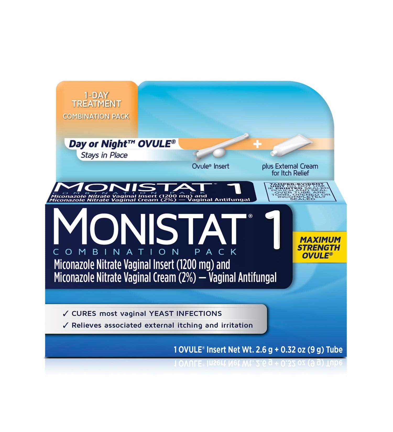 Monistat 1-Day Yeast Infection Treatment Ovule & Itch Cream Combo - Buy Online on GoSupps.com