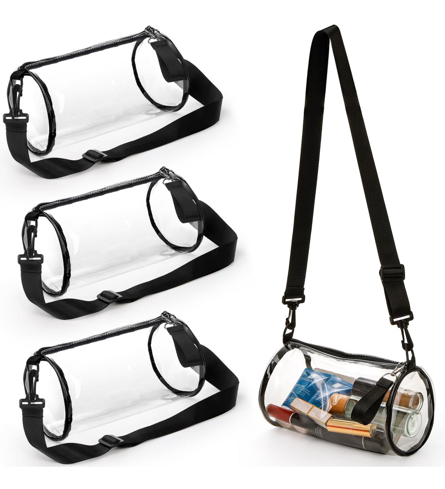 Zenfun Clear Shoulder Bags - 3 Pack Transparent Wallets Stadium Approved PVC Bags for Sports Concerts Festivals Events & Hiking - Adjustable Straps Black - Buy Online on GoSupps.com