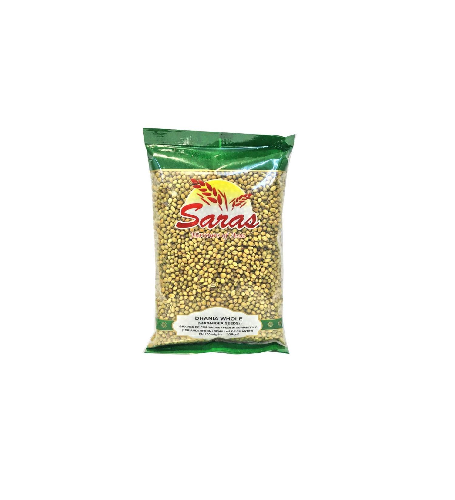 Saras Dhaniya Whole | Coriander Seeds | Essential Ingredient for a Wide Variety of Dishes - 100G