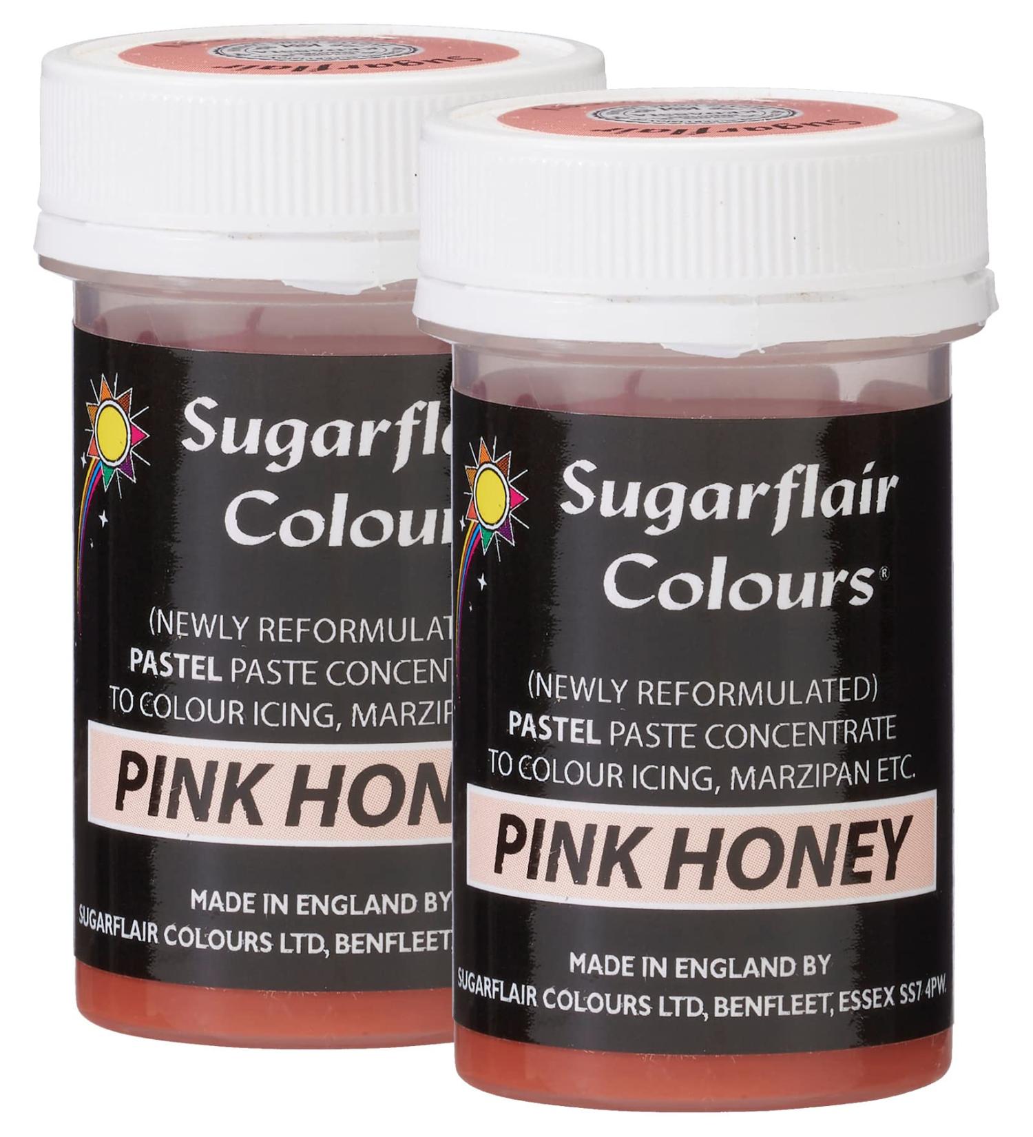 Sugarflair Pink Honey Pastel Food Colouring Paste Highly Concentrated for Use with Sugar Pastes Buttercream Royal Icing or Cake Mix Subtle Colour Dye - 25g (Pack of 2)