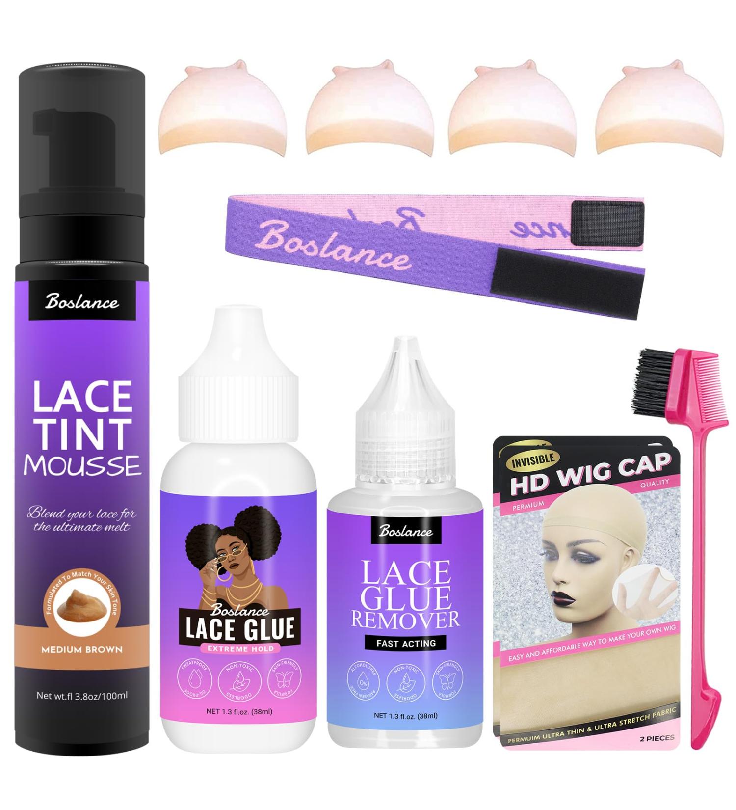 Lace Tint Spray For Wigs Hair Tint Lace Spray Wig Tint Lace Spray Lace Tint Mousse Wig Glue for Front Lace Wig Set Wig Installation Kit (Medium Brown) - Buy Online on GoSupps.com