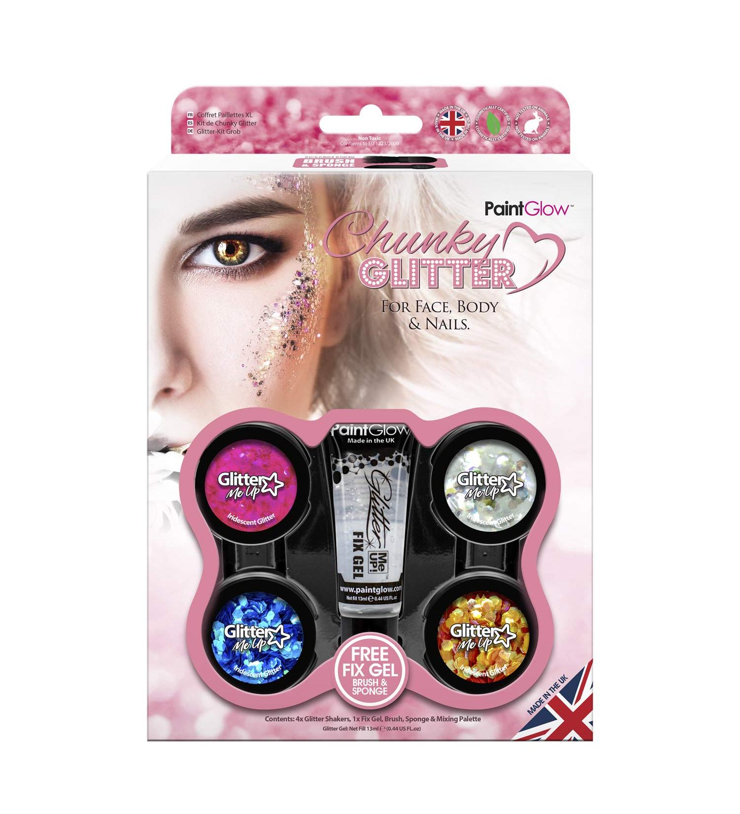 Paintglow Chunky Cosmetic Glitter Shaker Boxset - Festival & Unicorn Themed Glitter Fix Gel | International Shipping - Buy Online on GoSupps.com