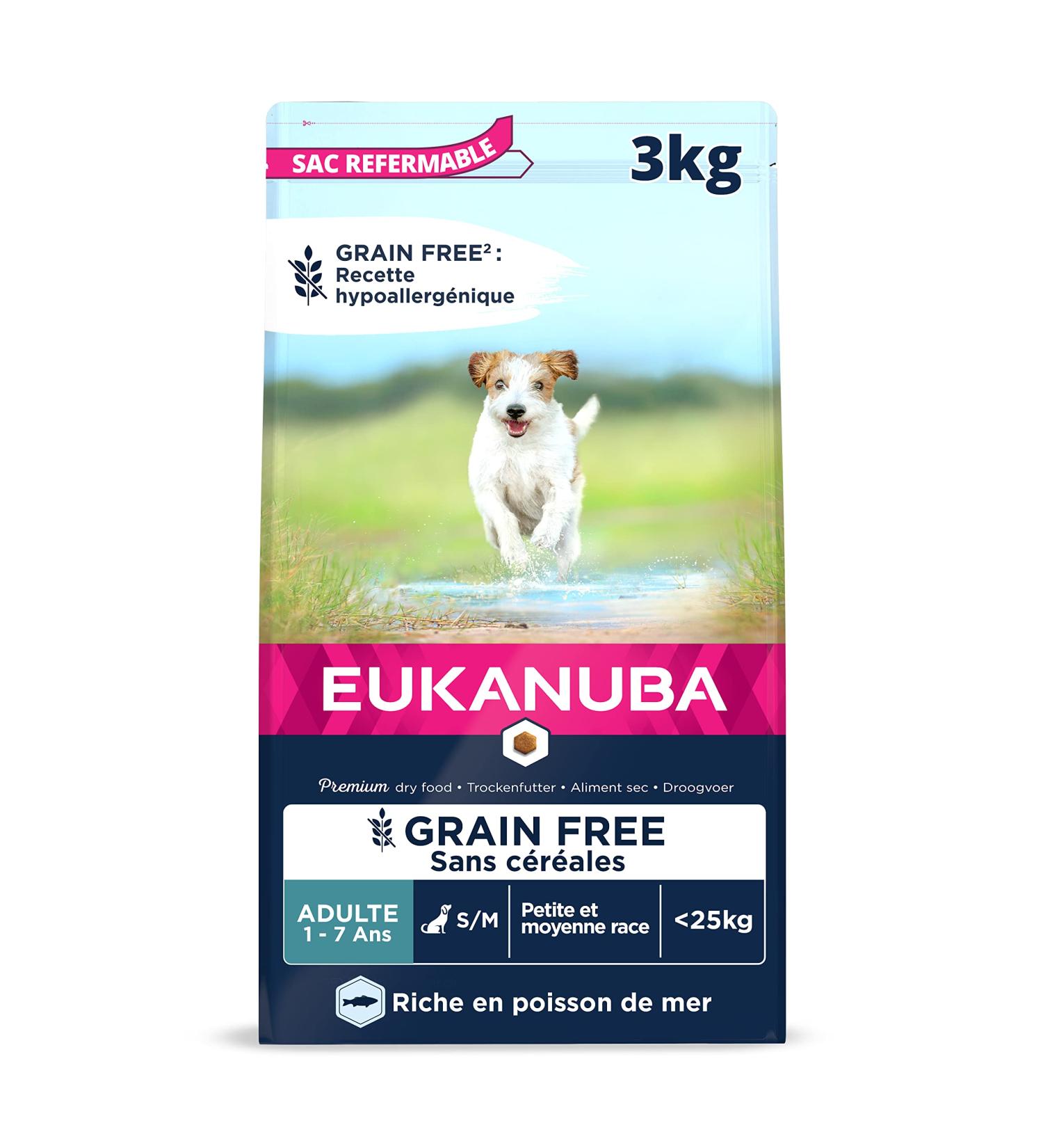 EUKANUBA Grain Free Dog Food Adult Small and Medium Breeds Rich in Fish 3kg - Buy Online on GoSupps.com