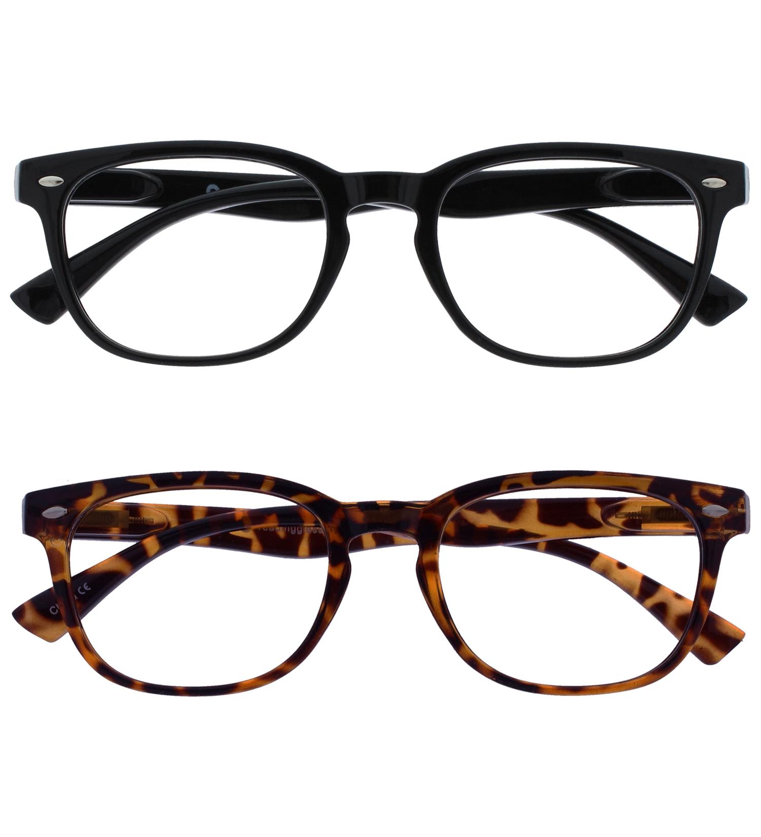 Buy Gregory Peck Style Reading Glasses - Black & Brown Tortoise 2-Pack for Men & Women +3.50 Diopters - Buy Online on GoSupps.com