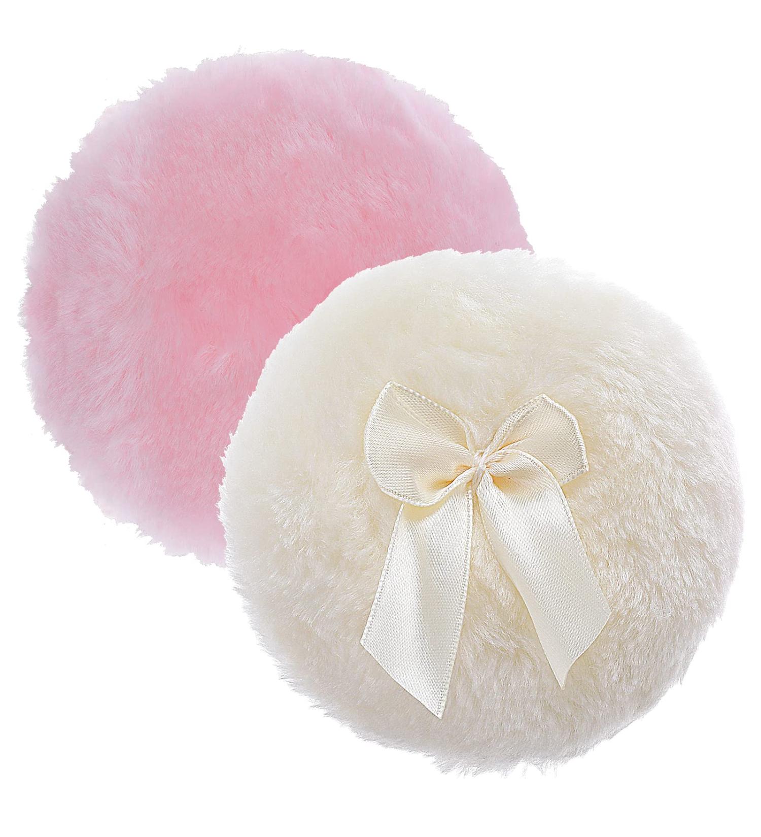 Sibba Large Fluffy Powder Puff - Reusable Velour Face & Body Makeup Tool (2-Pack: Pink & Beige 10 cm) - Ultra-Soft Washable Perfect for Loose Powder Application - Buy Online on GoSupps.com