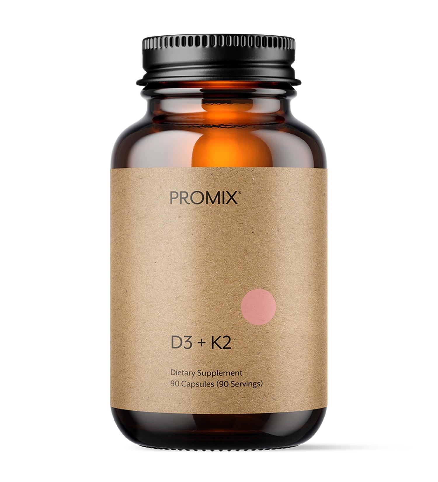 Promix Nutrition Vitamin D3 K2 5000iu supplement | MK4 & MK7 | Soy & Gluten Free - 90 count capsule - Buy Online on GoSupps.com