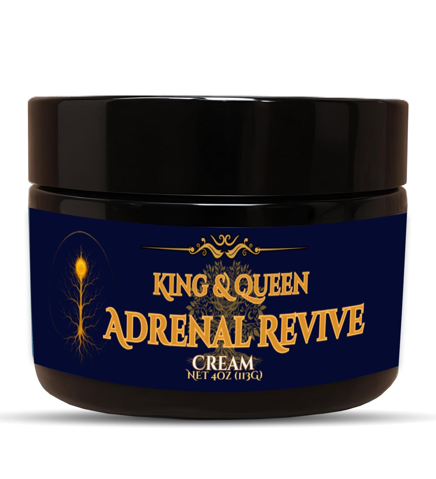 Adrenal & Cortisol Support Cream Stress & Energy Balance | Ashwagandha Rhodiola Ginseng Magnesium | 4 oz Adrenal Revive by King & Queen Wellness - Buy Online on GoSupps.com