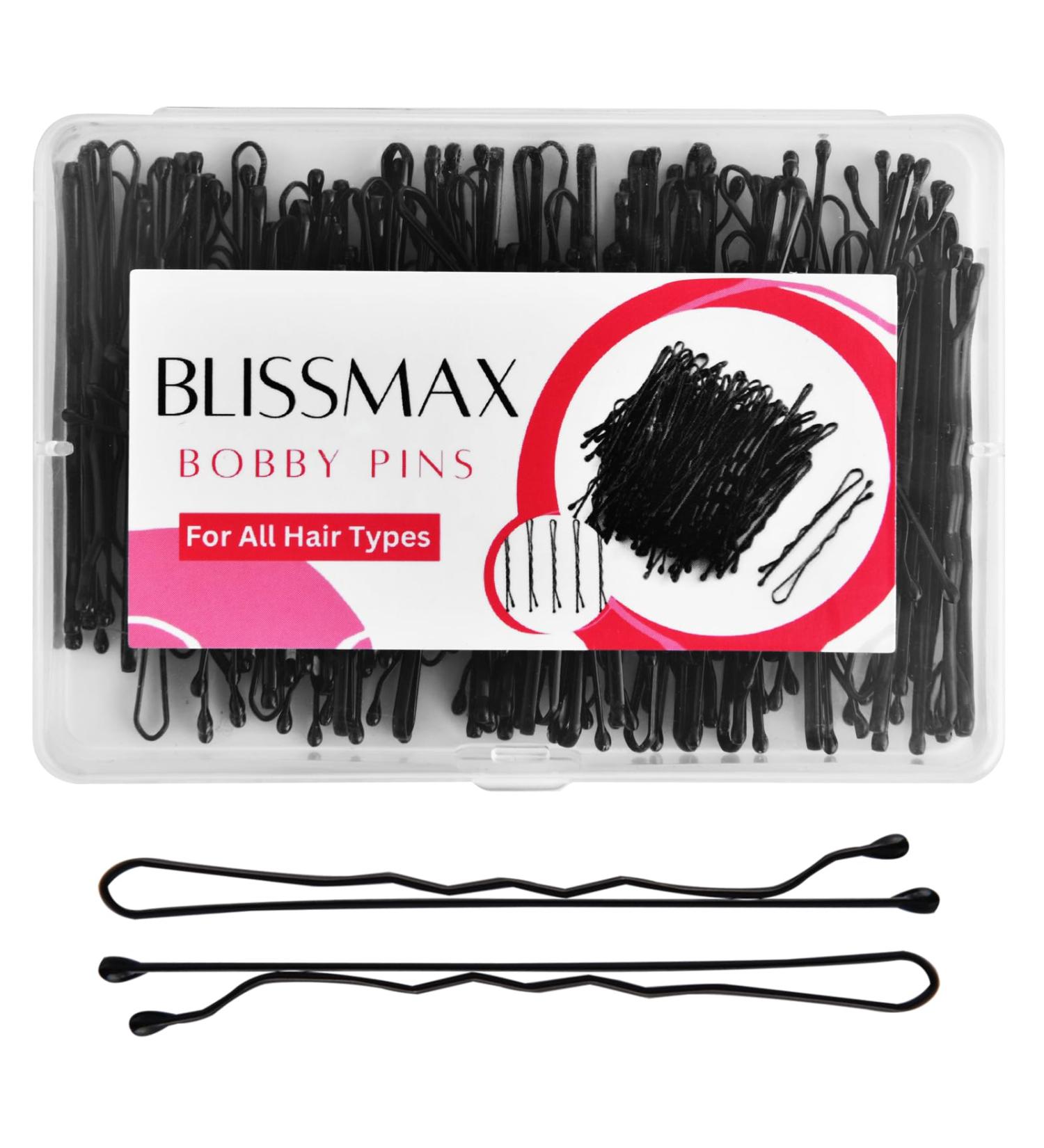 BLISSMAX 5cm Black Bobby Pins 100 Pcs with Storage Box - Strong Hair Grips for All Hair Types - Hair Pins for Styling & Makeup - Buy Online on GoSupps.com