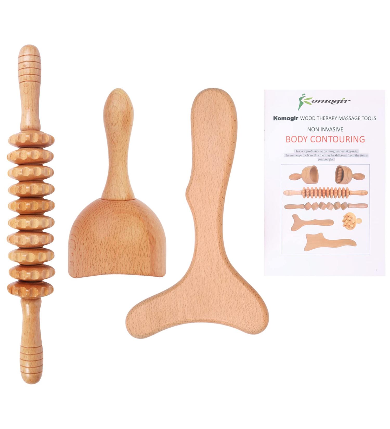 3-in-1 Wood Therapy Massage Tools for Lymphatic Drainage & Anti-Cellulite Body Sculpting - Colombiana Maderotherapy Kit - Buy Online on GoSupps.com