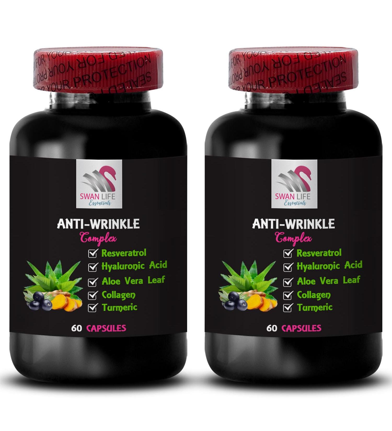 Alpha Lipoic Acid - Anti-Wrinkle Complex - Aloe Vera Leaf Collagen Boost Green Tea Leaf Lycopene L-Glutathione Grape Seed Turmeric Extract Skin Texture Firming Action 2 Bottles 120 Capsules - Buy Online on GoSupps.com
