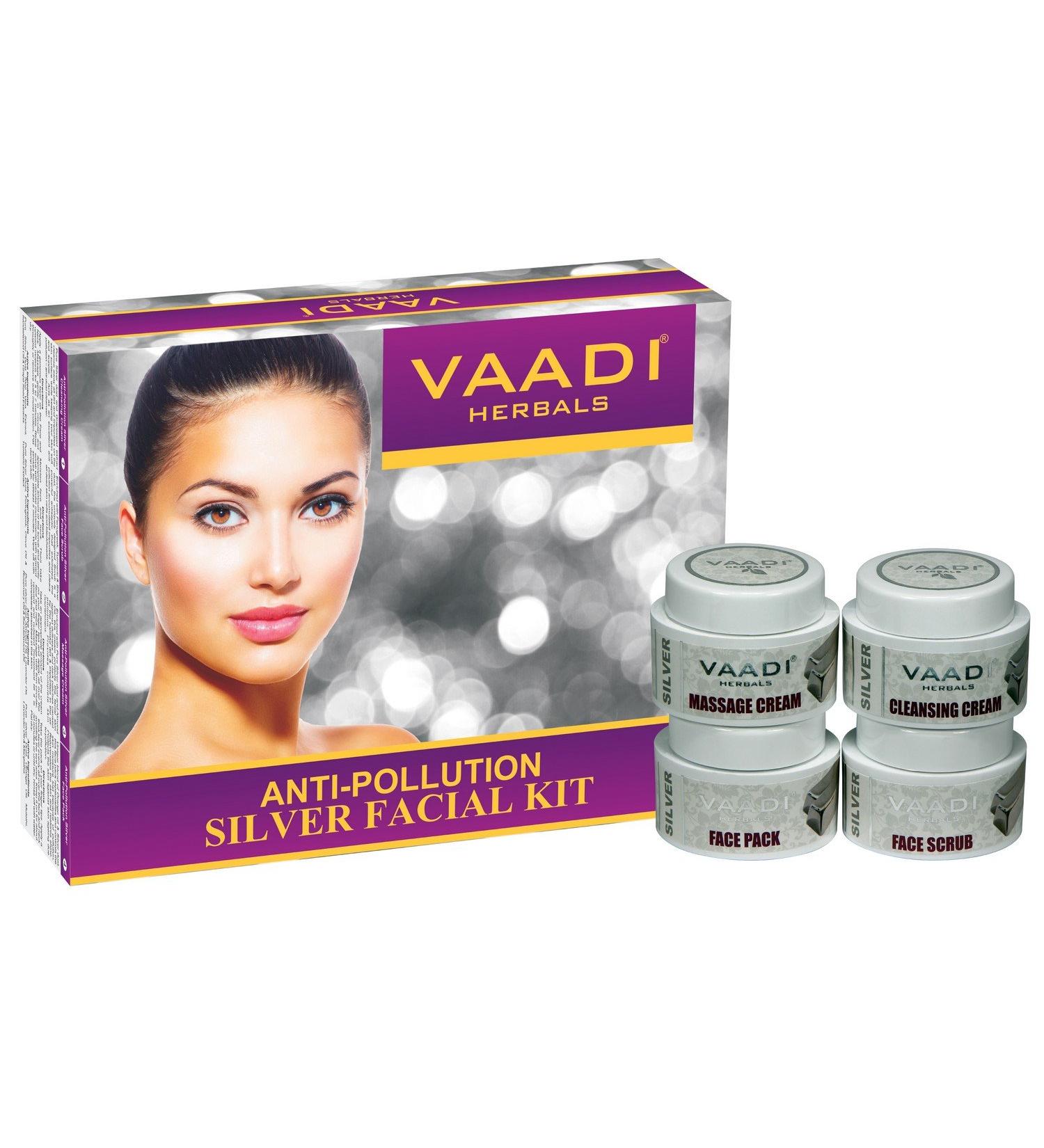 Vaadi Herbals Facial Kit - Pure Silver Dust Facial Kit with Sandalwood Paste All Skin Type 70g - Buy Online on GoSupps.com