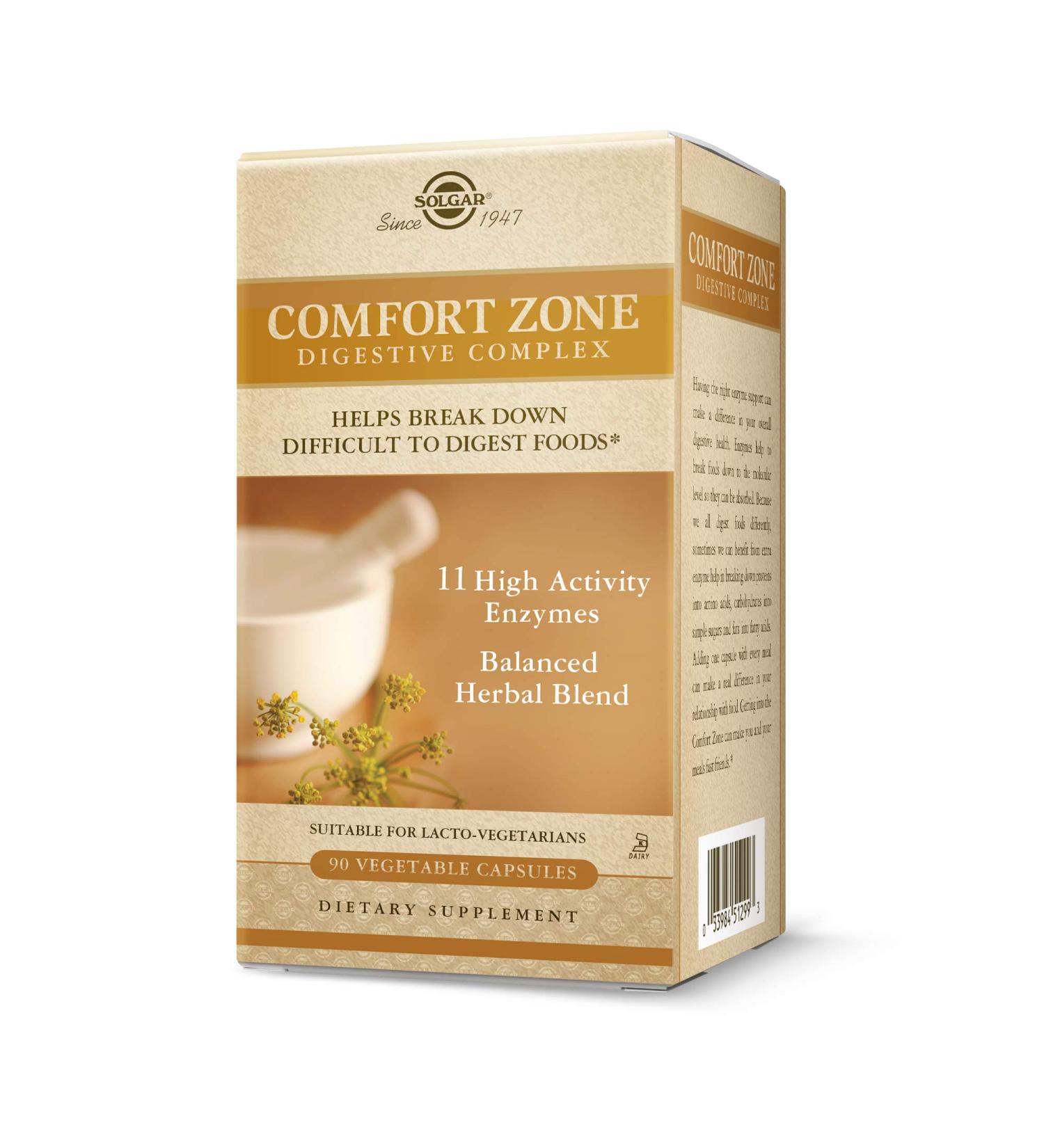 Solgar Comfort Zone Digestive Complex - 90 Veggie Caps for Digestive Support - Buy Online on GoSupps.com