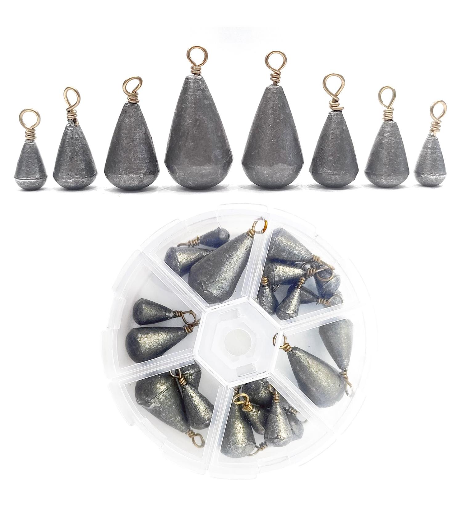 25-Piece Drop Shape Fishing Lifting Base Lead Set - 2g to 30g Dropshot Weights with Storage Box for Outdoor Fishing - Buy Online on GoSupps.com