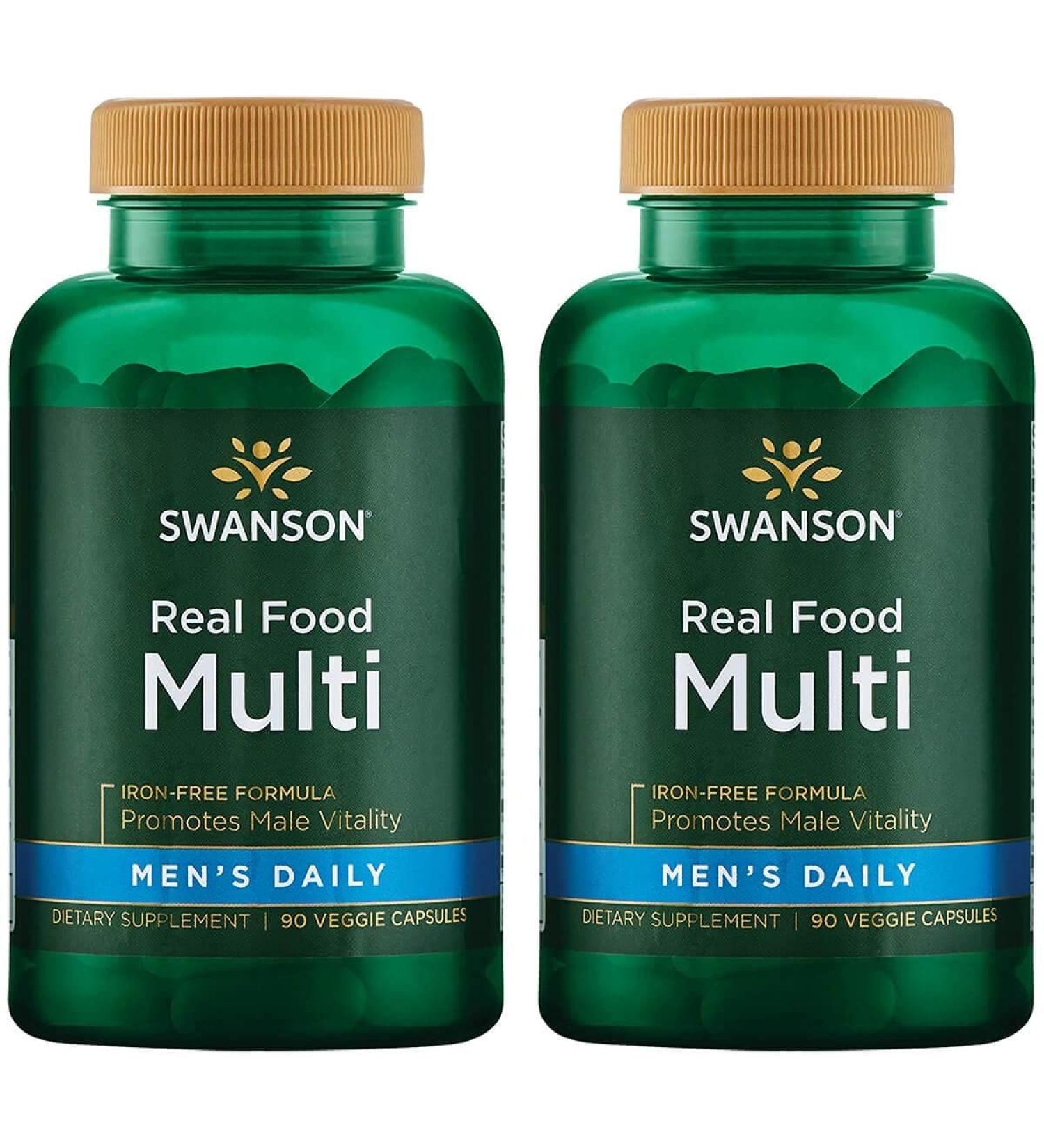 Swanson Men's Daily Real Food Multi - Iron-Free, 90 Veggie Capsules | Premium Men's Supplement - Buy Online on GoSupps.com