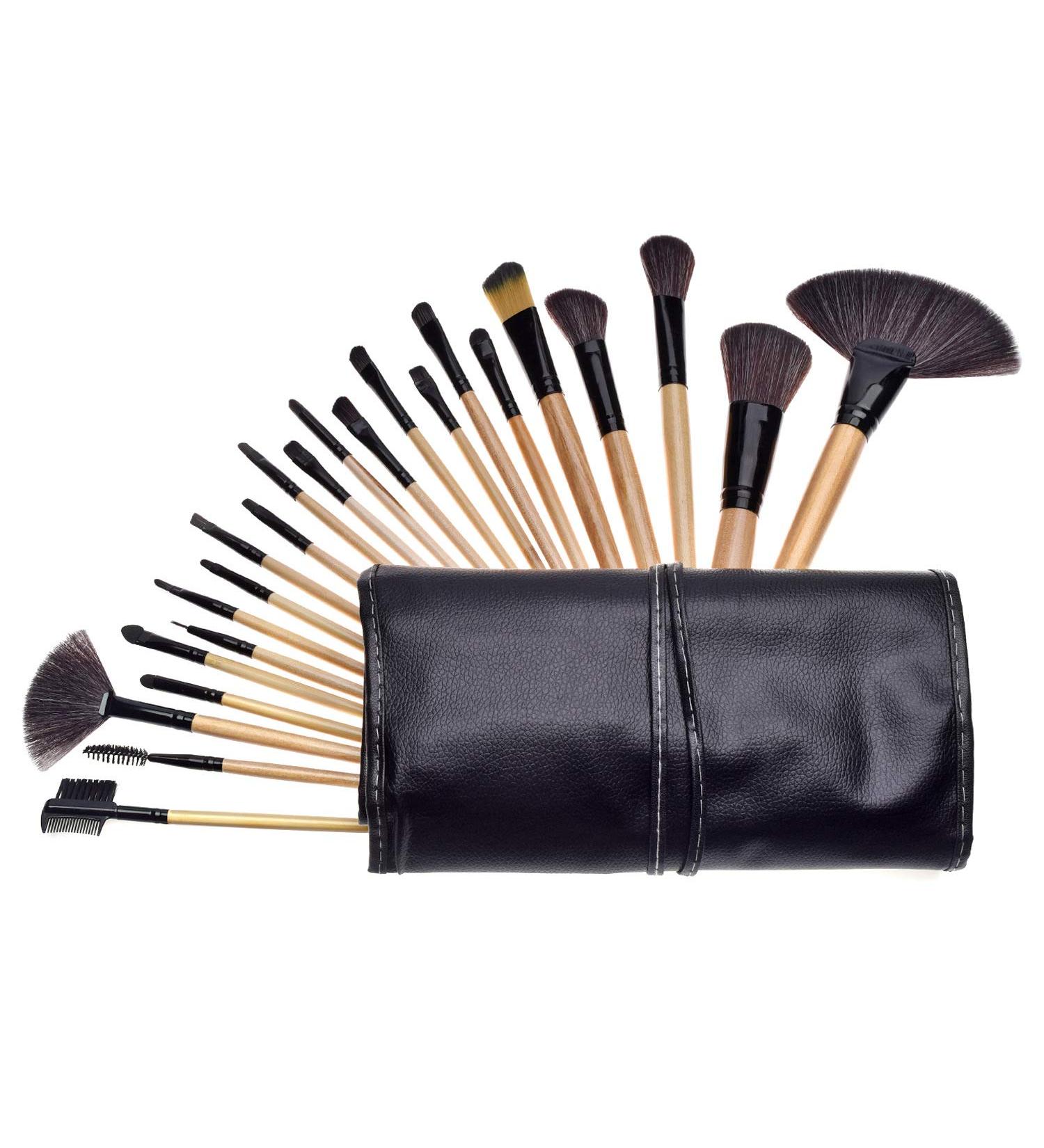 Afunti 24-Piece Professional Makeup Brush Set - Essential Cosmetic Brushes with PU Leather Bag for Flawless Application - Buy Online on GoSupps.com