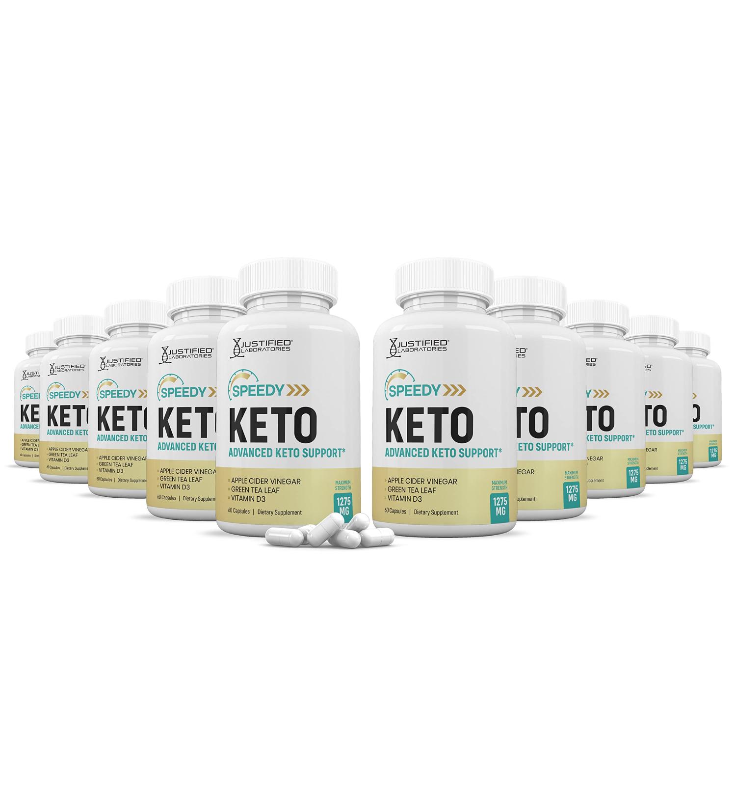 Justified Laboratories (10 Pack) Speedy Keto ACV Pills 1275MG Formulated with Apple Cider Vinegar Keto Support Blend Alternative to Gummies 600 Capsules - Buy Online on GoSupps.com