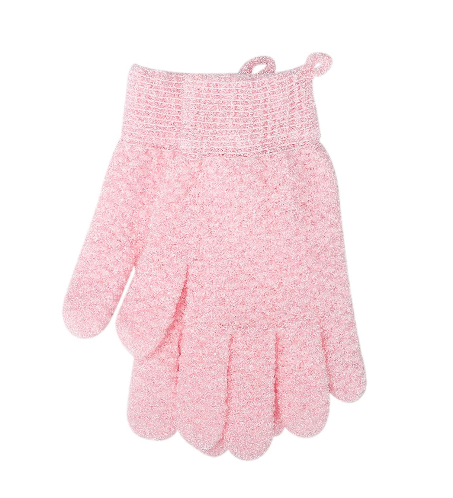 JASSINS Bath Exfoliating Gloves | Double Exfoliation for Dead Skin Removal | 1 Pair (Pink) - Buy Online on GoSupps.com