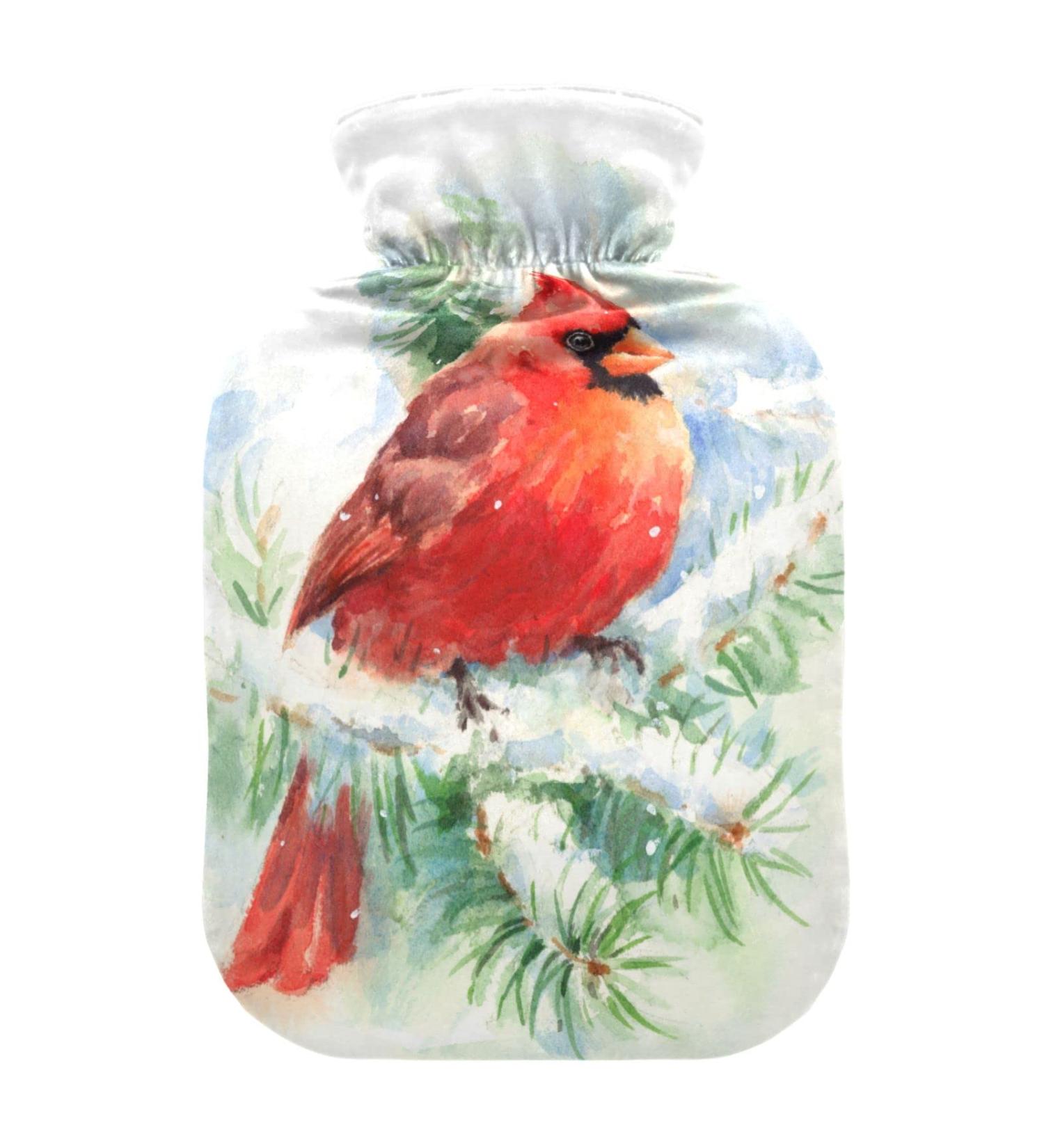 Watercolor Bird Winter Christmas Hot Water Bottle | Pain Relief & Heating Cushion | 1L for Women Girls & Children - Buy Online on GoSupps.com