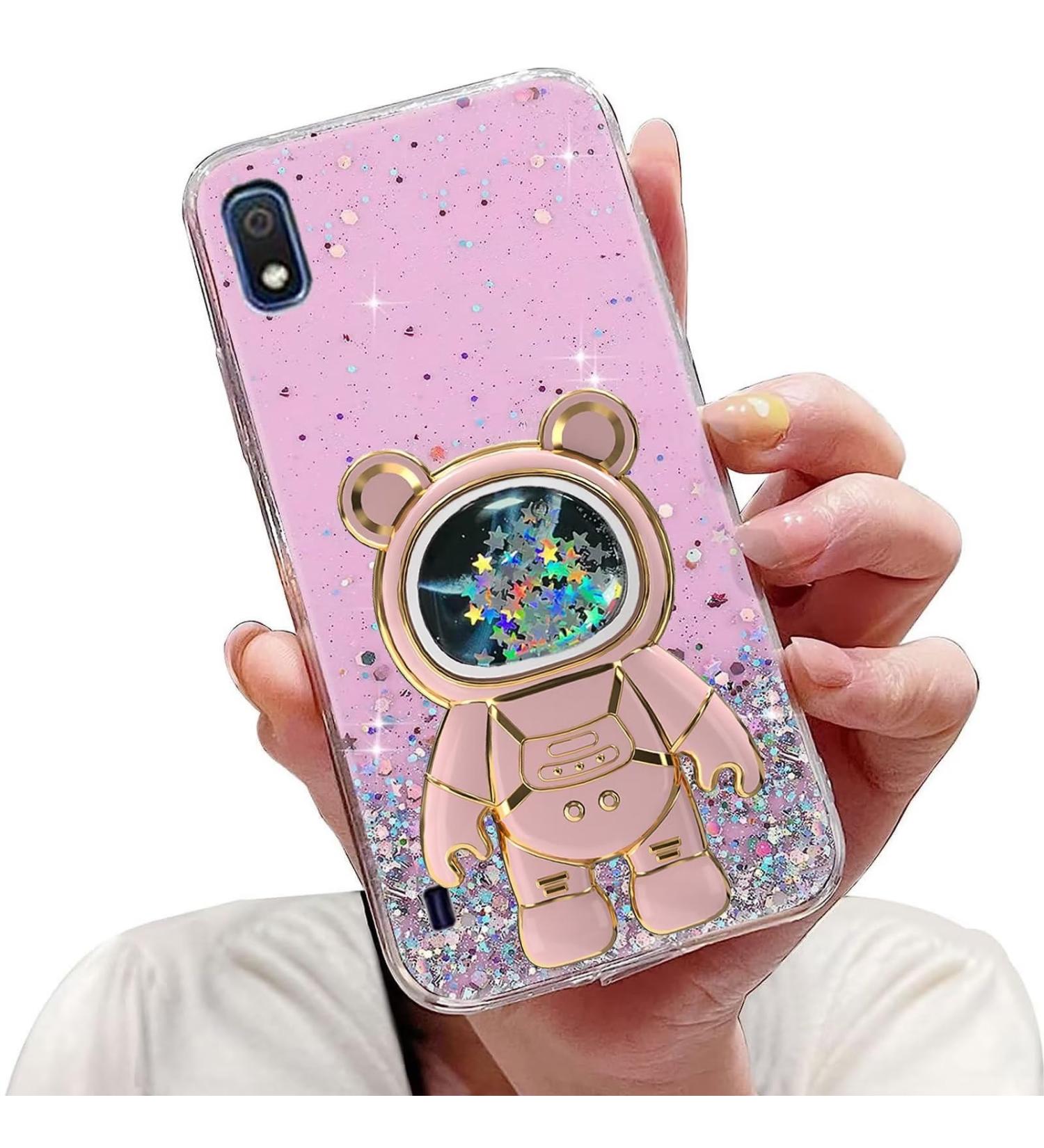 Buy Tivenfezk Nadoli Astronaut Phone Case for Samsung Galaxy A10 - Glitter Bling Soft Silicone Cover Transparent Protective Shell with Hidden Stand - Pink Caricature Design - Buy Online on GoSupps.com