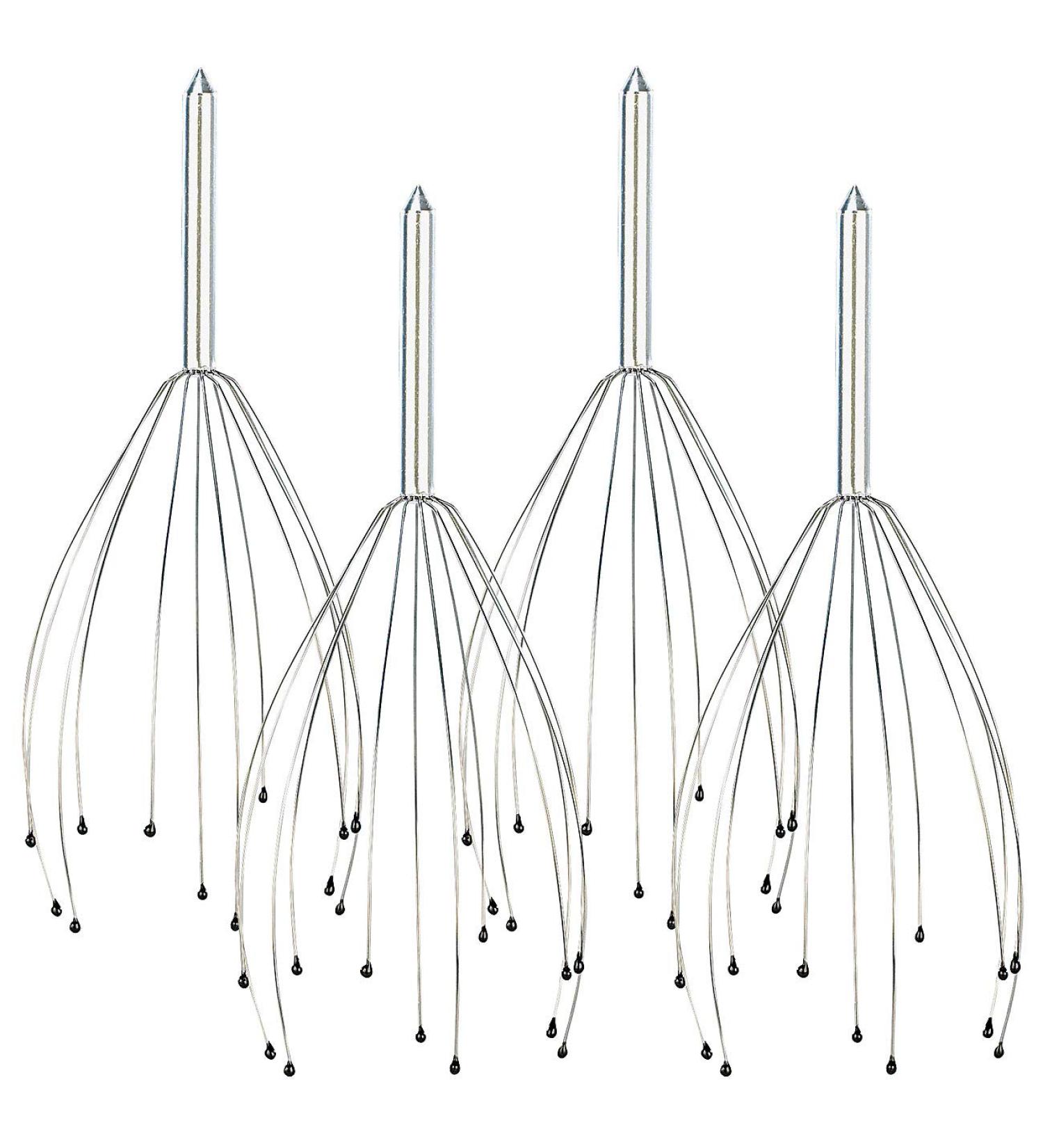 Pearl Scalp Massage Set | 4-Set Head Massager with Metal Handle | Ultimate Scalp Care Device for Relaxation - Buy Online on GoSupps.com
