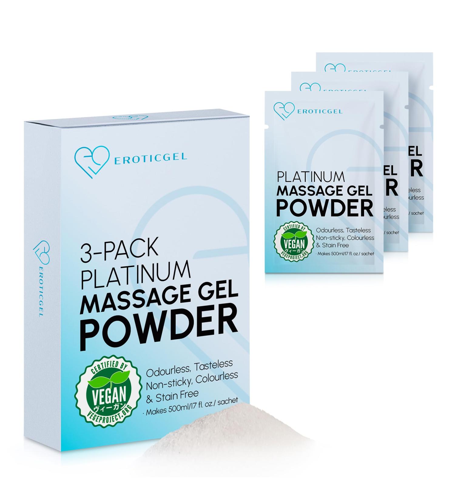 3 x Gel Poudre de Massage Nuru Premium | 5g Sachet de voyage fait 500ml | Fabriqu au Japon | Sans Paraben & Glyc rine. Pack of 3 - Vegan - Buy Online on GoSupps.com