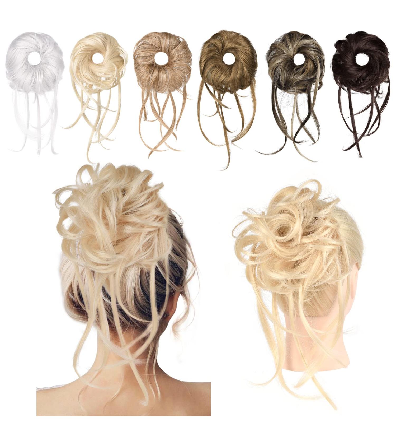 REECHO Super Long Tousled Updo Hair Bun Extension - Beige Blonde | Curly Wavy Hair Wrap Ponytail Scrunchie for Women Girls - Buy Online on GoSupps.com