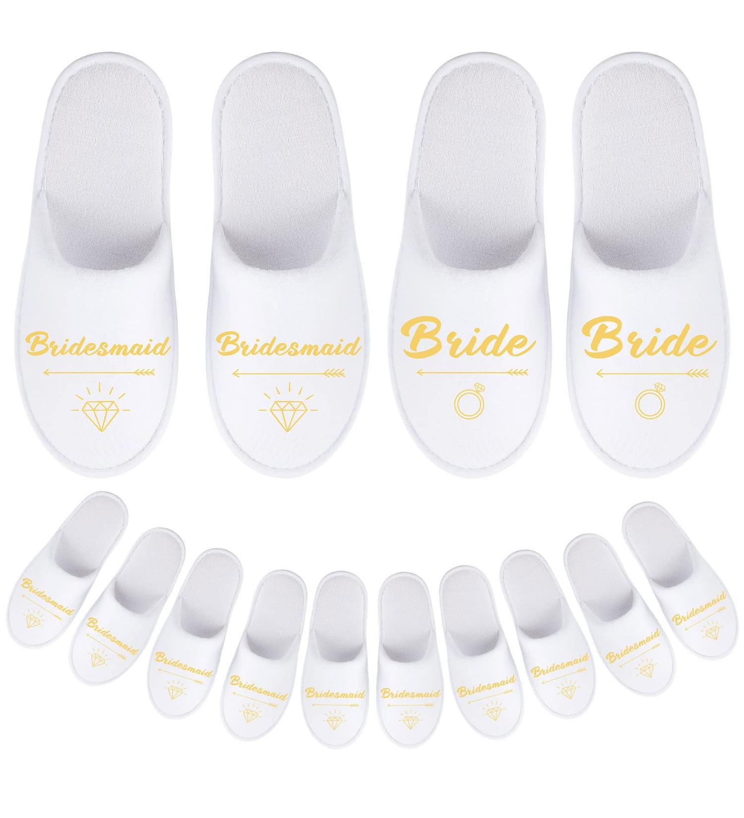Set of 7 Bride and Bridesmaid Disposable Slippers for Wedding and Spa - Perfect Party Favors and Gifts - Buy Online on GoSupps.com