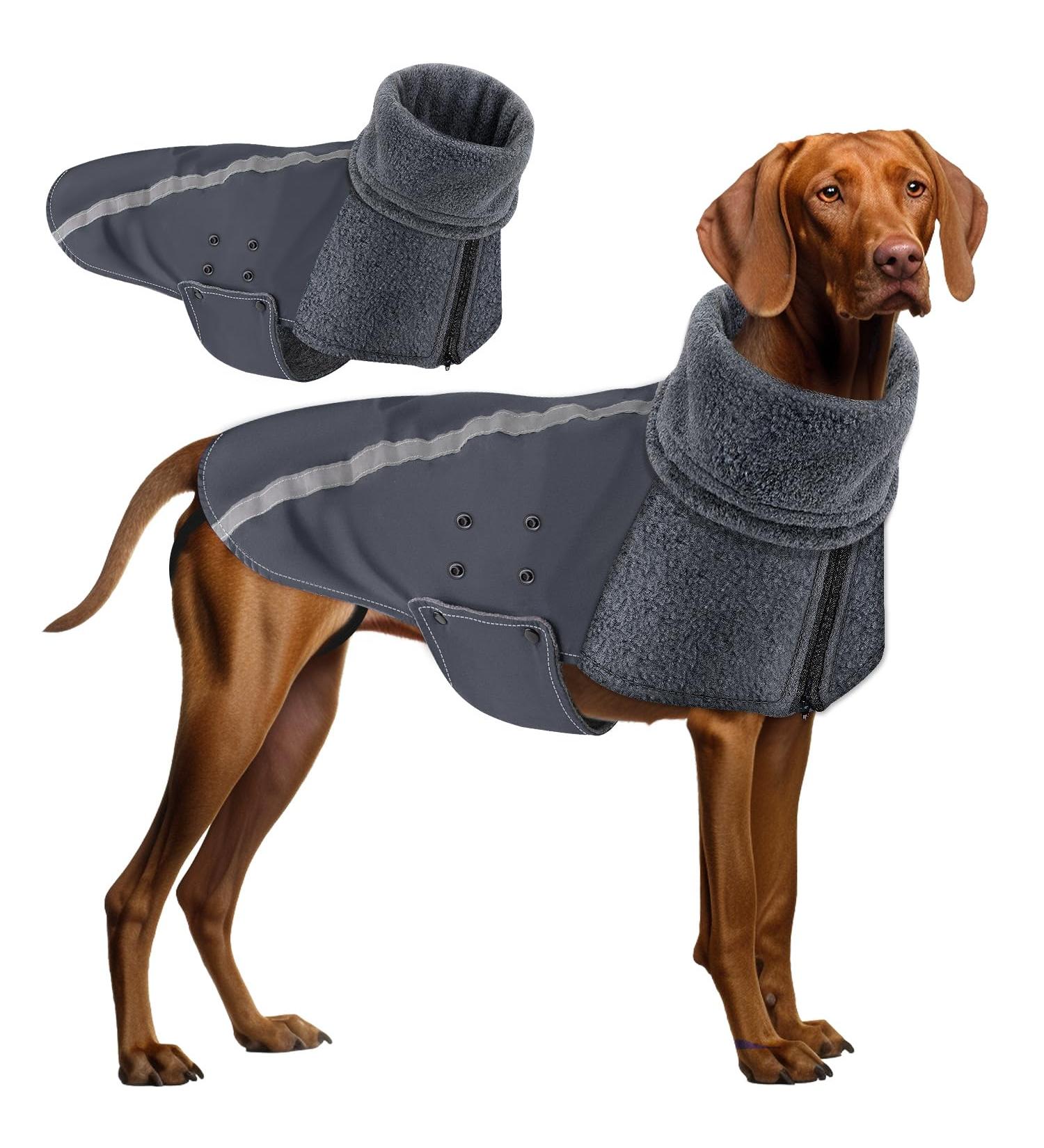 Buy Slowton Winter Dog Coat - Warm Waterproof Jacket with Turtleneck & Reflective Stripes for Small to Medium Dogs (Size L Gray) - International Shipping Available - Buy Online on GoSupps.com