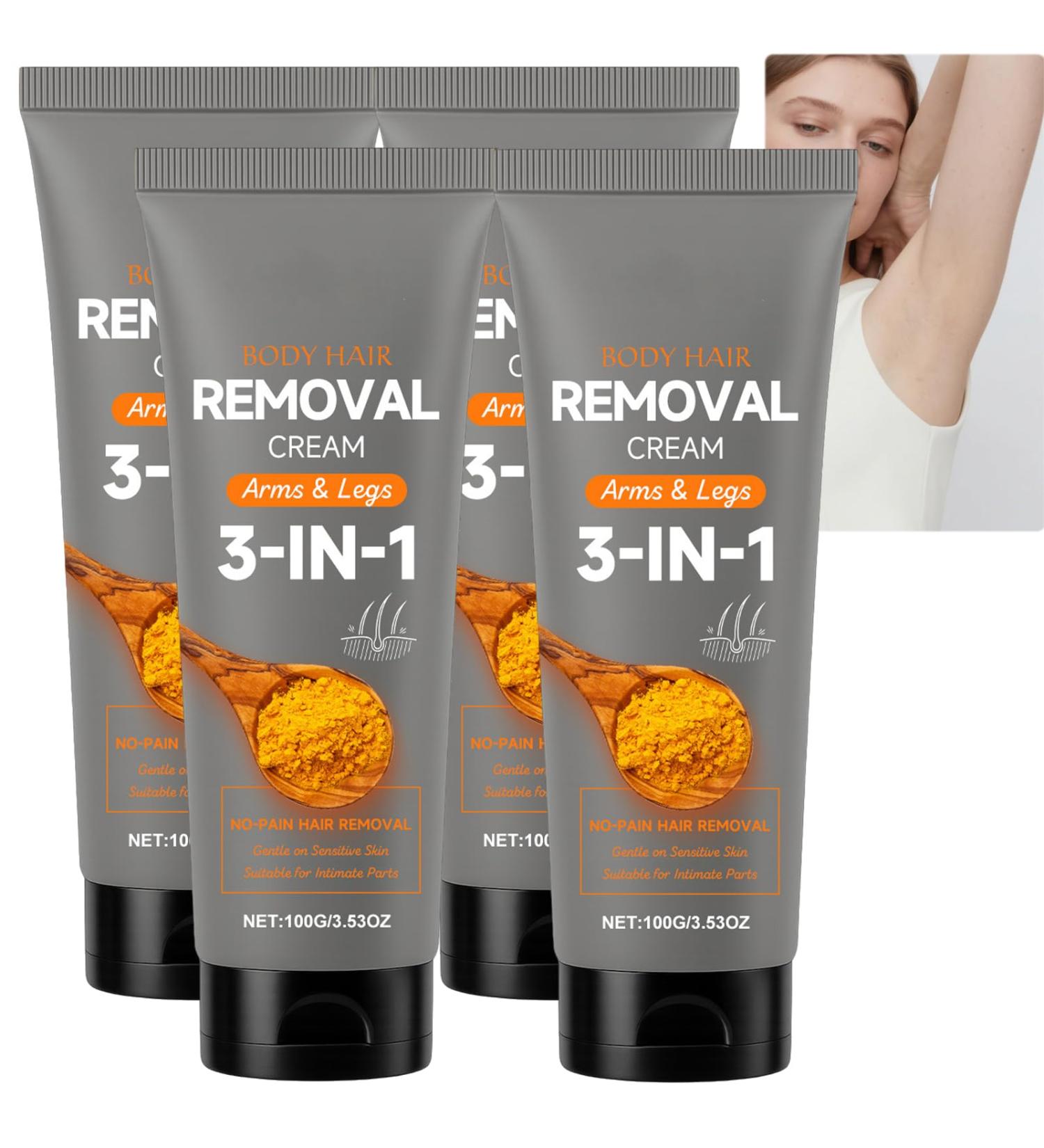 Cr me d pilatoire au curcuma et la vitamine C pour le visage et le corps douce et non irritante id ale pour les peaux sensibles (l vre sup rieure menton jambes et maillot). (4PCS) - Buy Online on GoSupps.com