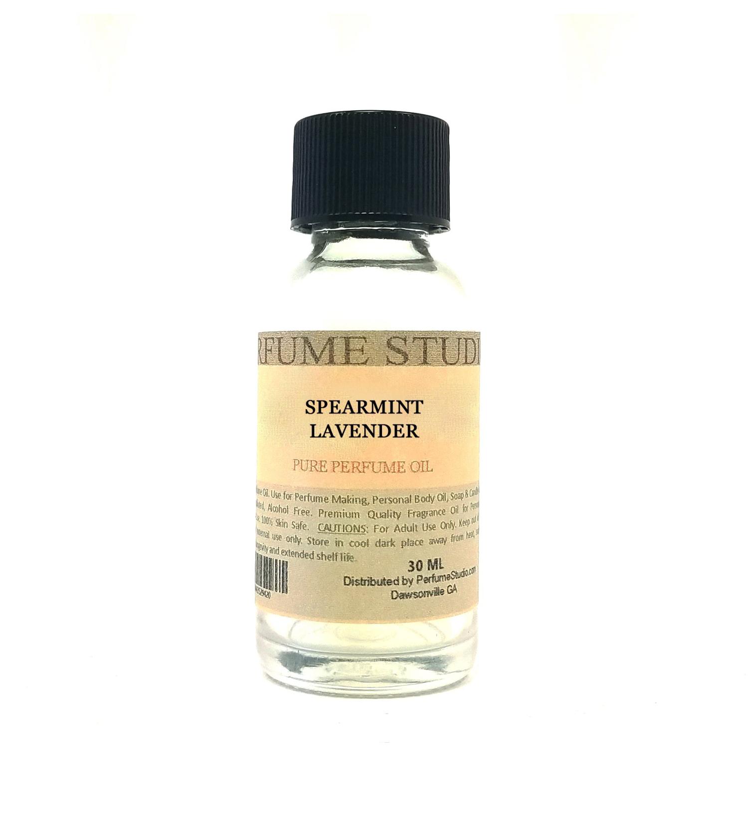 Pure Perfume Oil for Perfume Making Personal Body Oil Soap Candle Making & Incense Splash-On Clear Glass Bottle. Premium Quality Undiluted & Alcohol Free (1oz Spearmint Lavender)