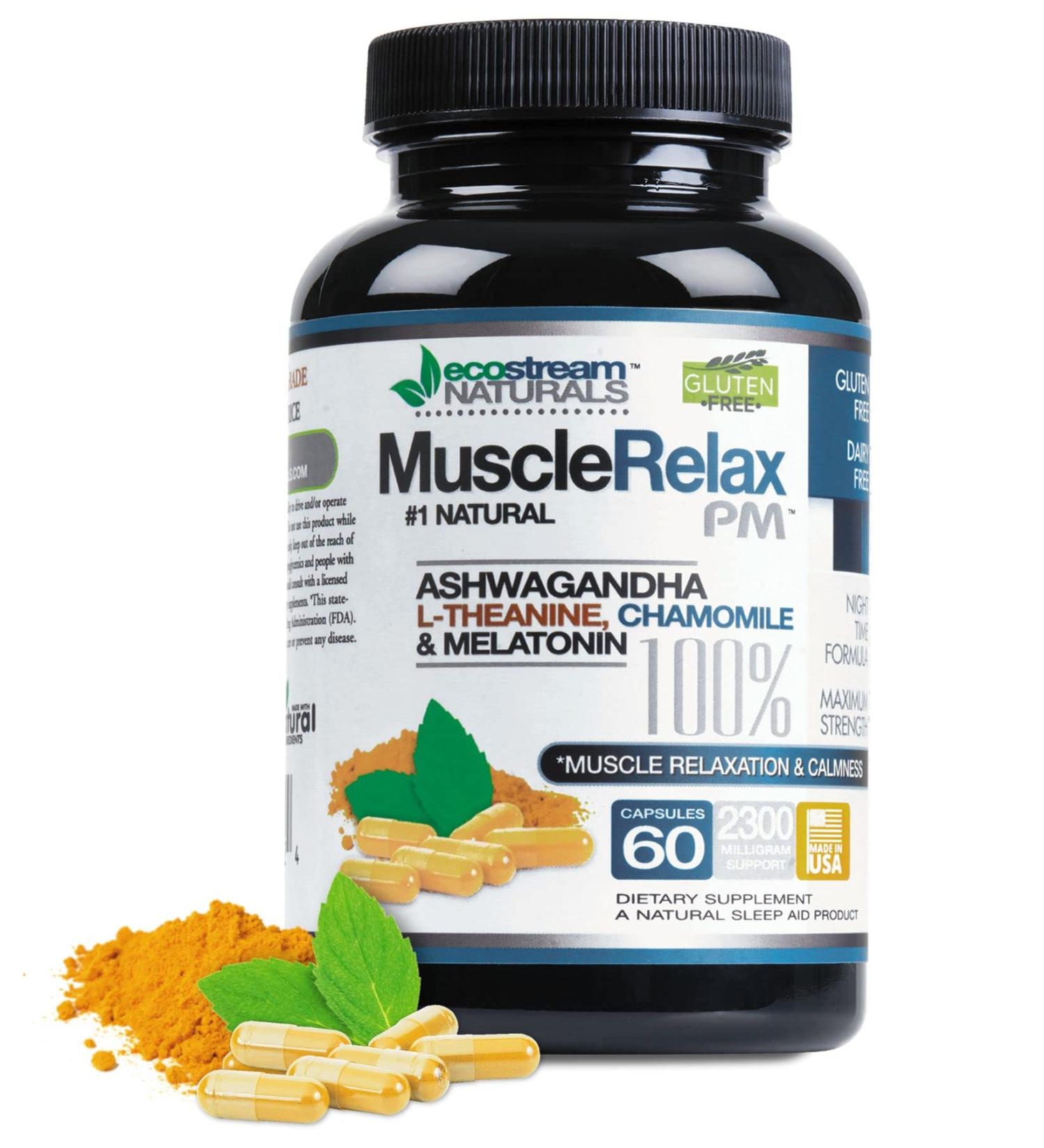 Natural Night-Time Support Muscle Relax PM - Over 2 300 Milligrams Strength - Ease Night Time Capsules Rest Support with Magnesium Ashwaganha Valerian Passion Flower 60 Count (Pack of 1) - Buy Online on GoSupps.com
