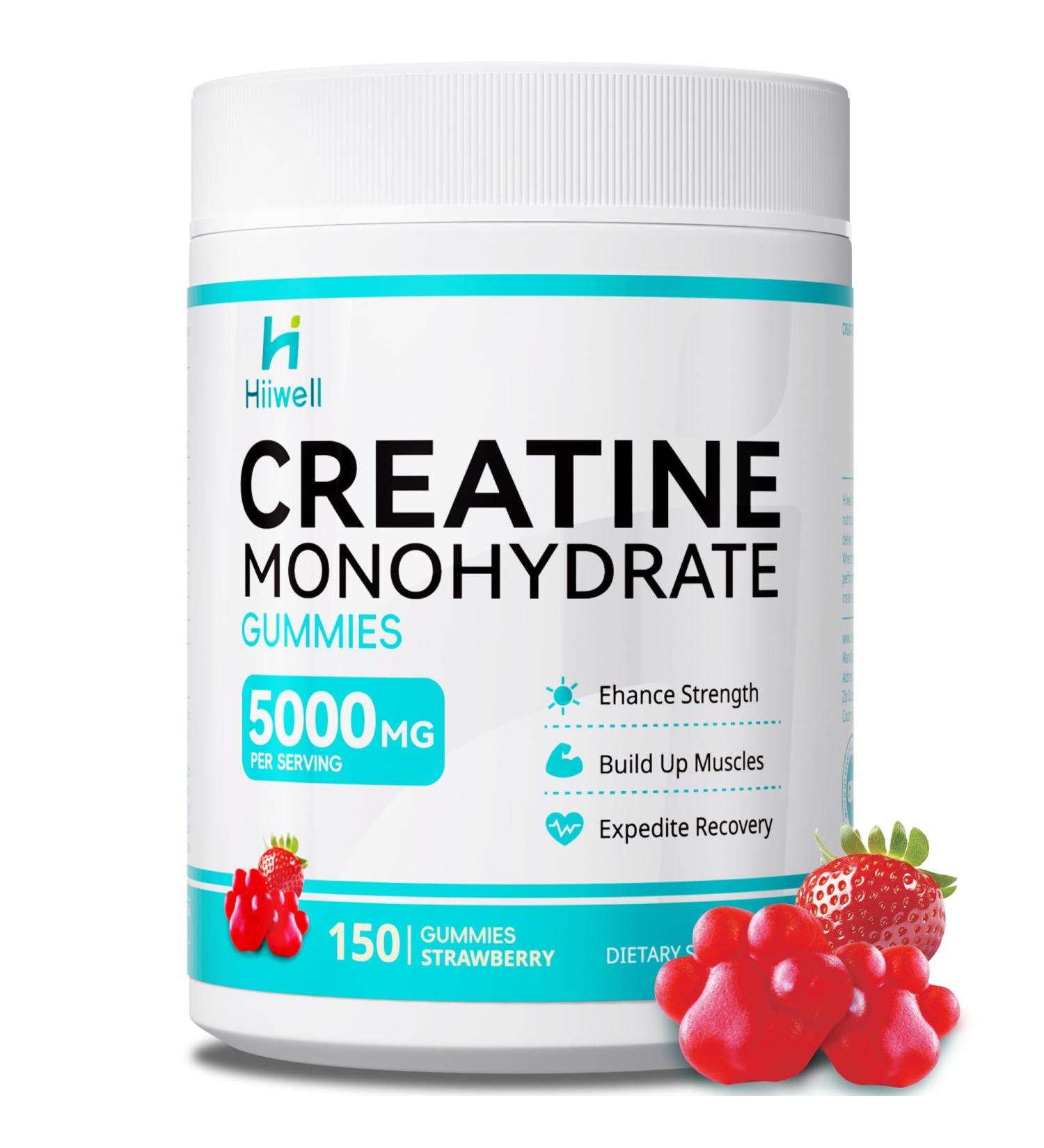 Creatine Monohydrate Gummies 5g for Men & Women-30 Servings Vegan Enhanced Muscle & Energy Boost Focus Chewable Creatine Gmuuies with L-Carnitine+ Vitamin B12/6 Preworkout Supplement - 150 Gummy - Buy Online on GoSupps.com
