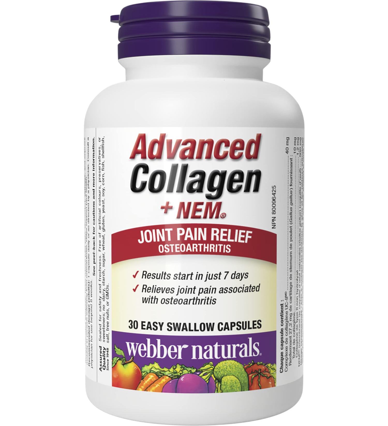 Webber Naturals Advanced Collagen with Natural Eggshell Membrane (NEM) 30 Capsules Helps Relieve Joint Pain and Increase Flexibility 30 count (Pack of 1) - Buy Online on GoSupps.com