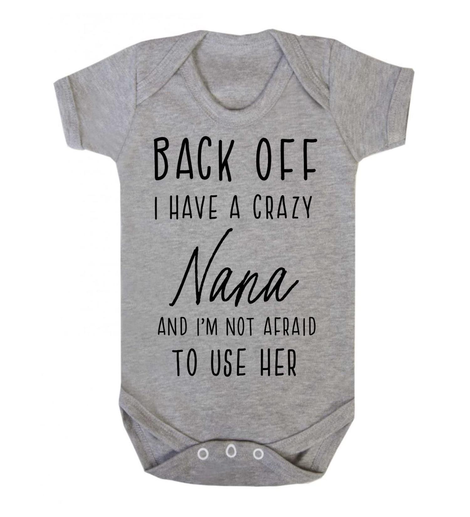 Miammo Crazy Nana Baby Grow Vest 3-6 Months Grey - Funny Family Statement - Buy Online on GoSupps.com
