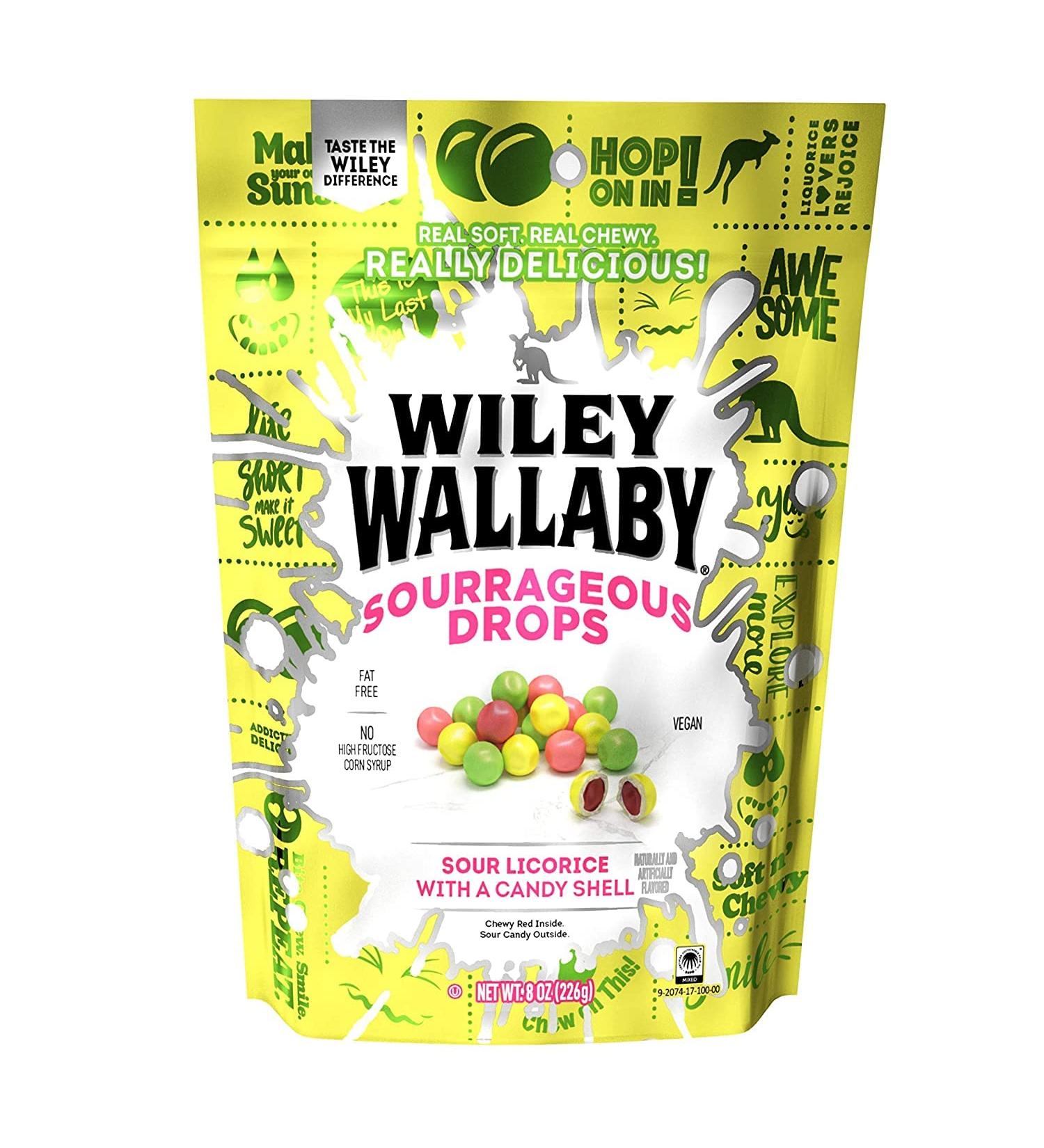 Wiley Wallaby Sourrageous Drops - Watermelon Green Apple Lemon Licorice Candy - 8 oz - Buy Online on GoSupps.com