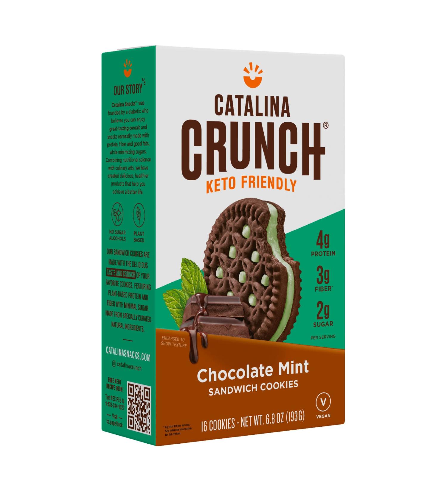 Catalina Crunch Keto Sandwich Cookies - Chocolate Mint | 16 Cookies, 6.8 oz - Buy Online on GoSupps.com