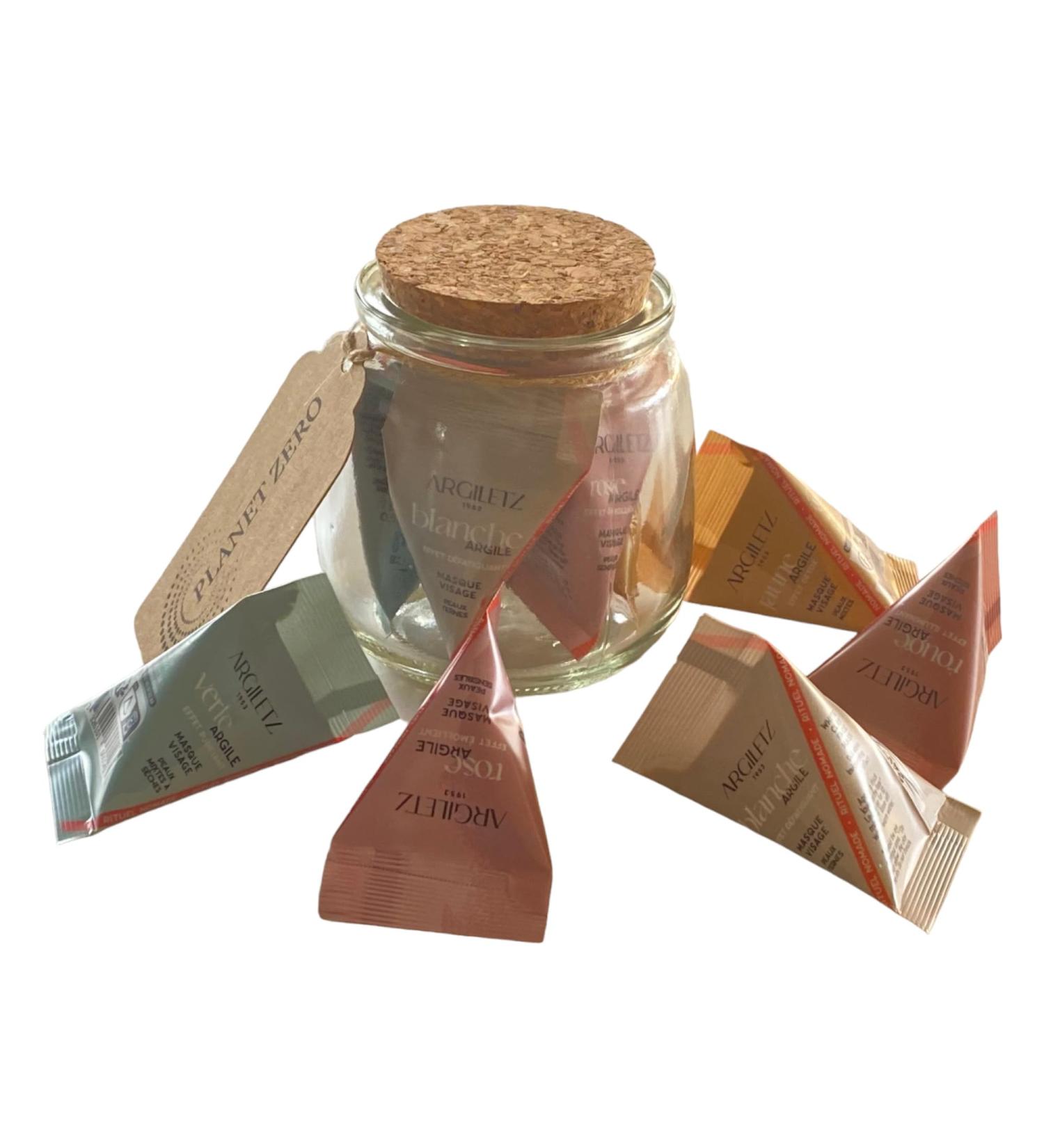 Natural Clay Face Mask Gift Set in a 300ml Glass Jar with Cork Lid - Argiletz Samples - Buy Online on GoSupps.com